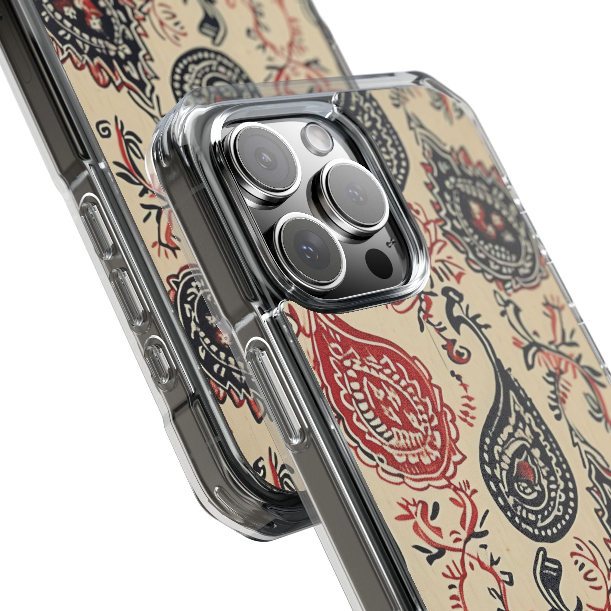 Navy Paisley Swirl iPhone 16 - Impact Clear+
