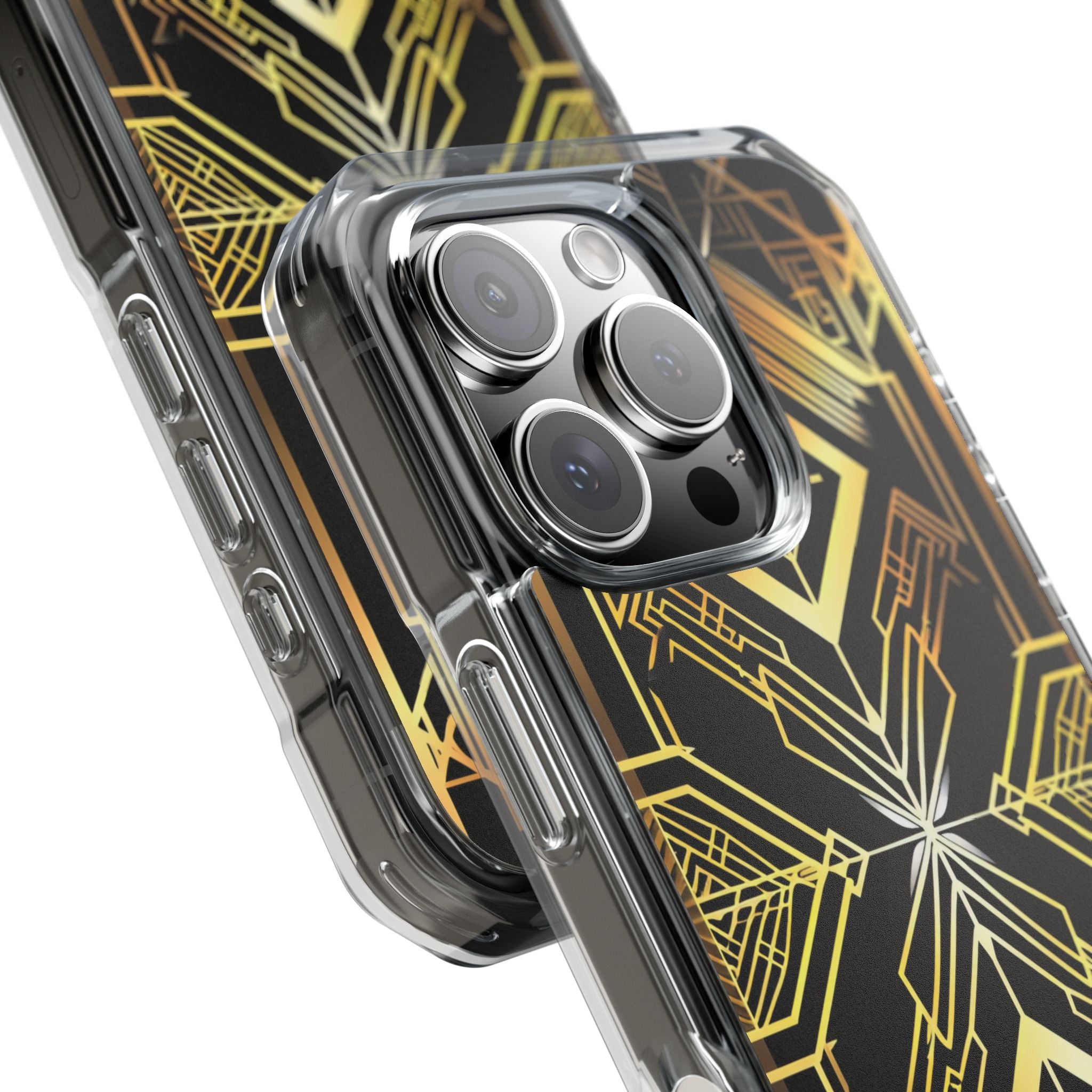 Golden Geometric Symphony iPhone 16 - Impact Clear+