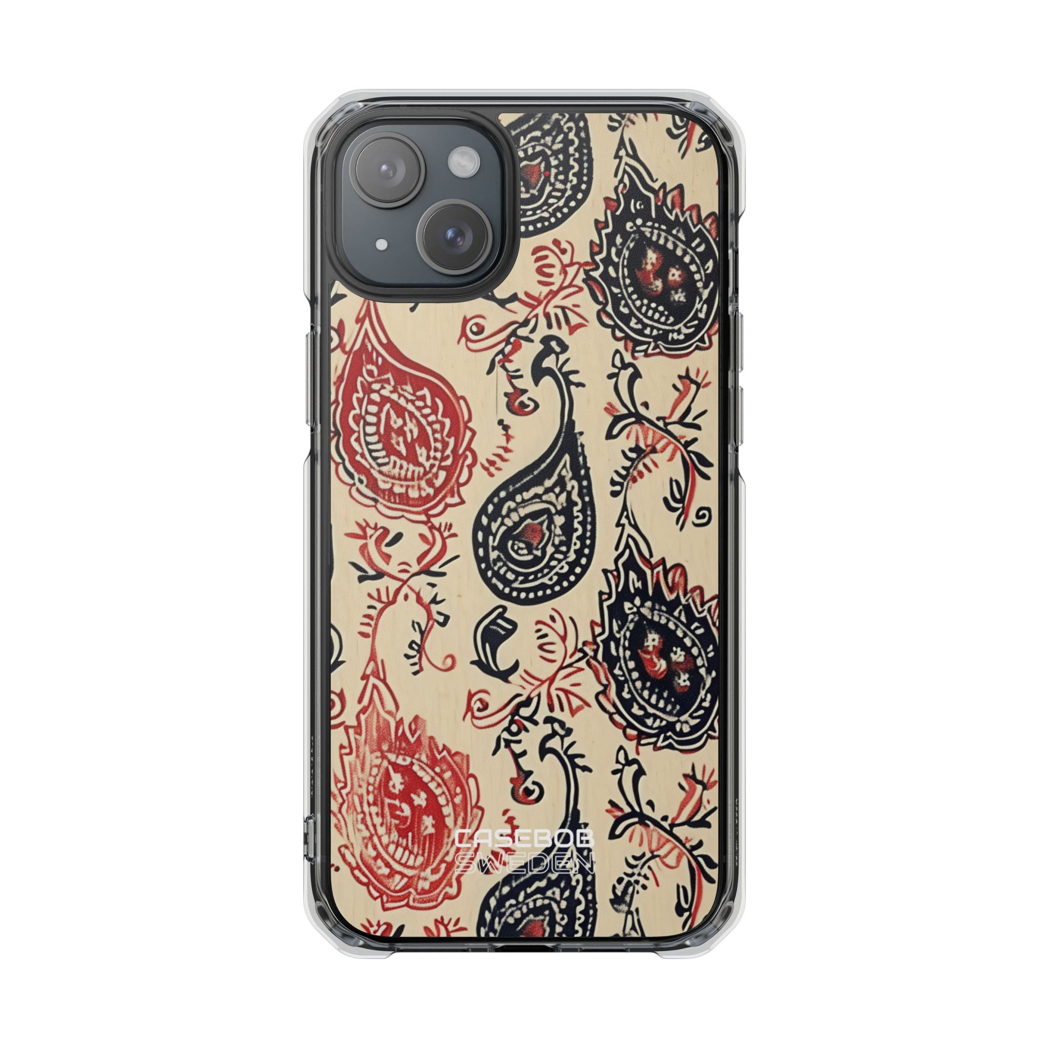 Navy Paisley Swirl iPhone 15 - Impact Clear+