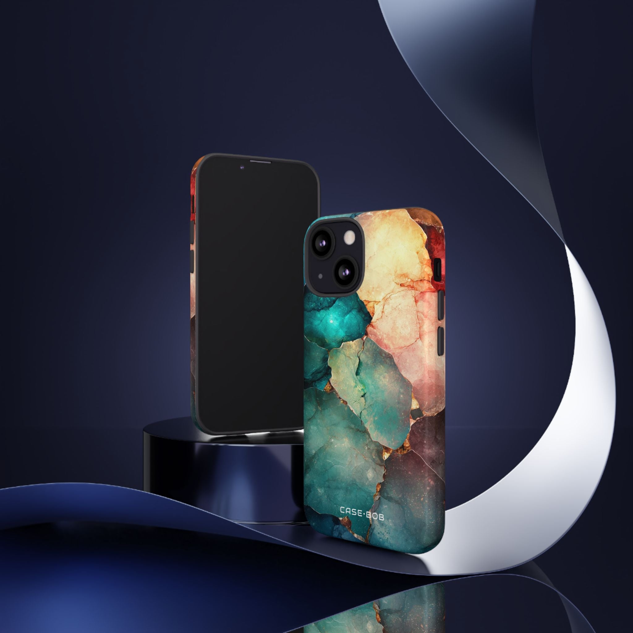 Teal Mosaic Veins iPhone 13 Mini Case - Tough