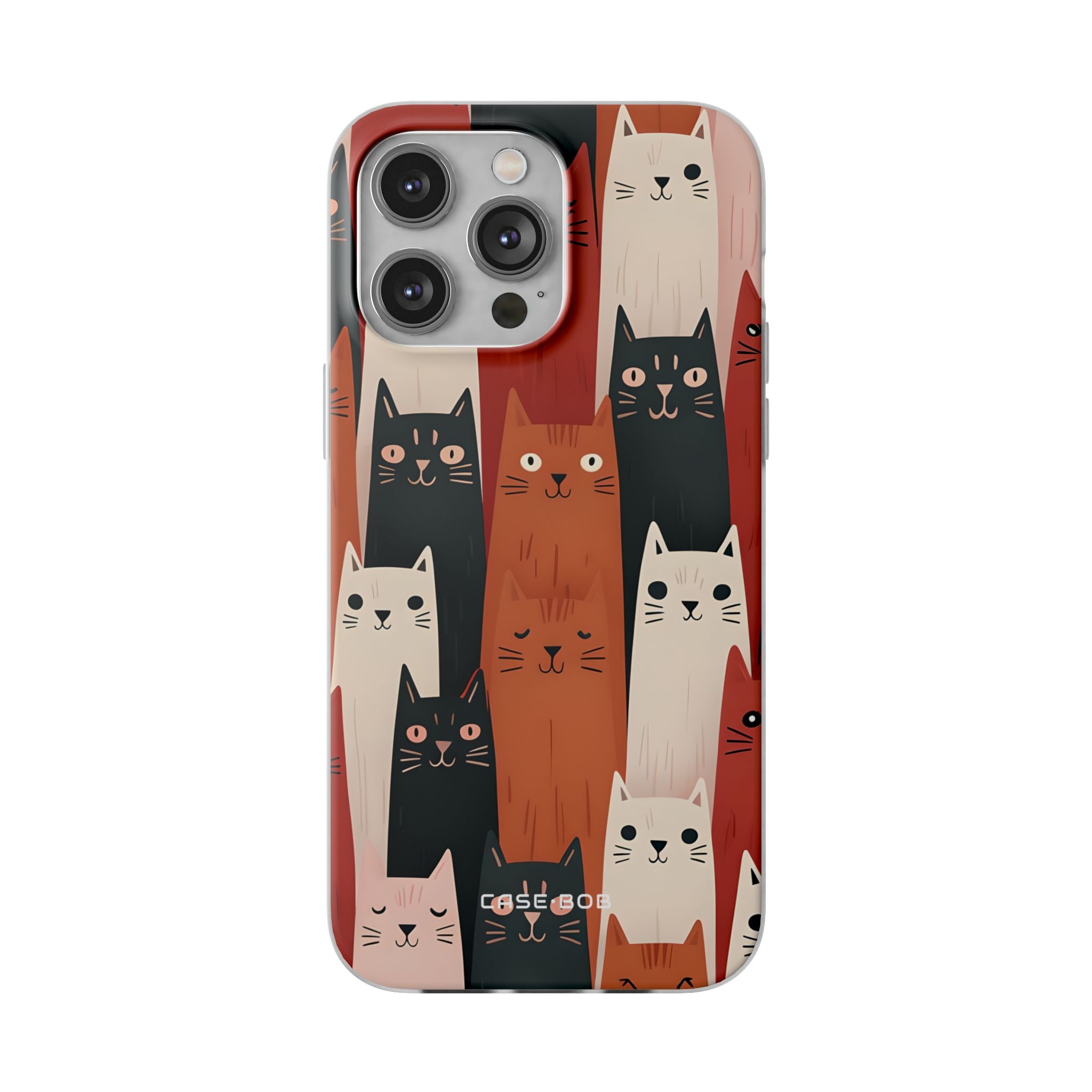 Elongated Cats Black iPhone 14 Pro Max Case - Soft