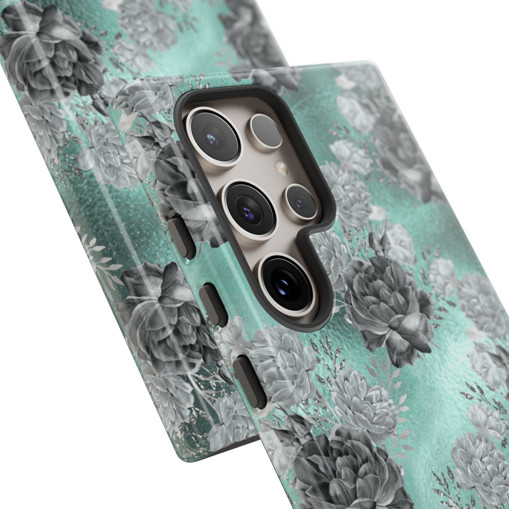 Teal Floral Elegance - Samsung Case