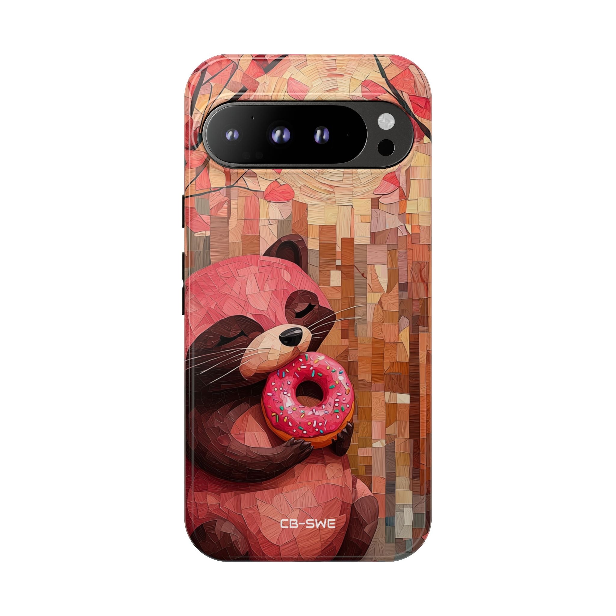 Raccoon Holds Donut - Google Pixel Case