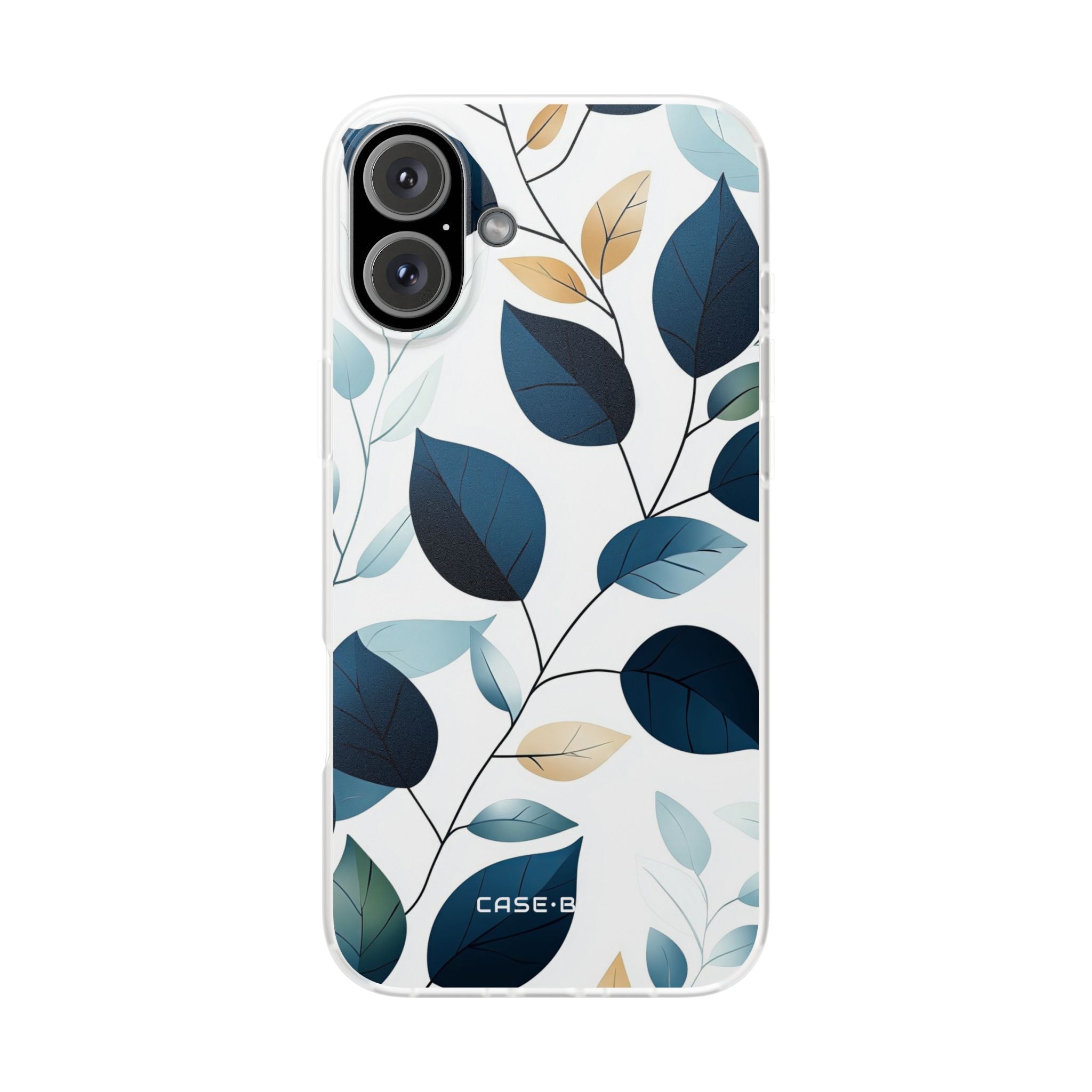 Navy Leaf Veins iPhone 16 Plus Case - Soft