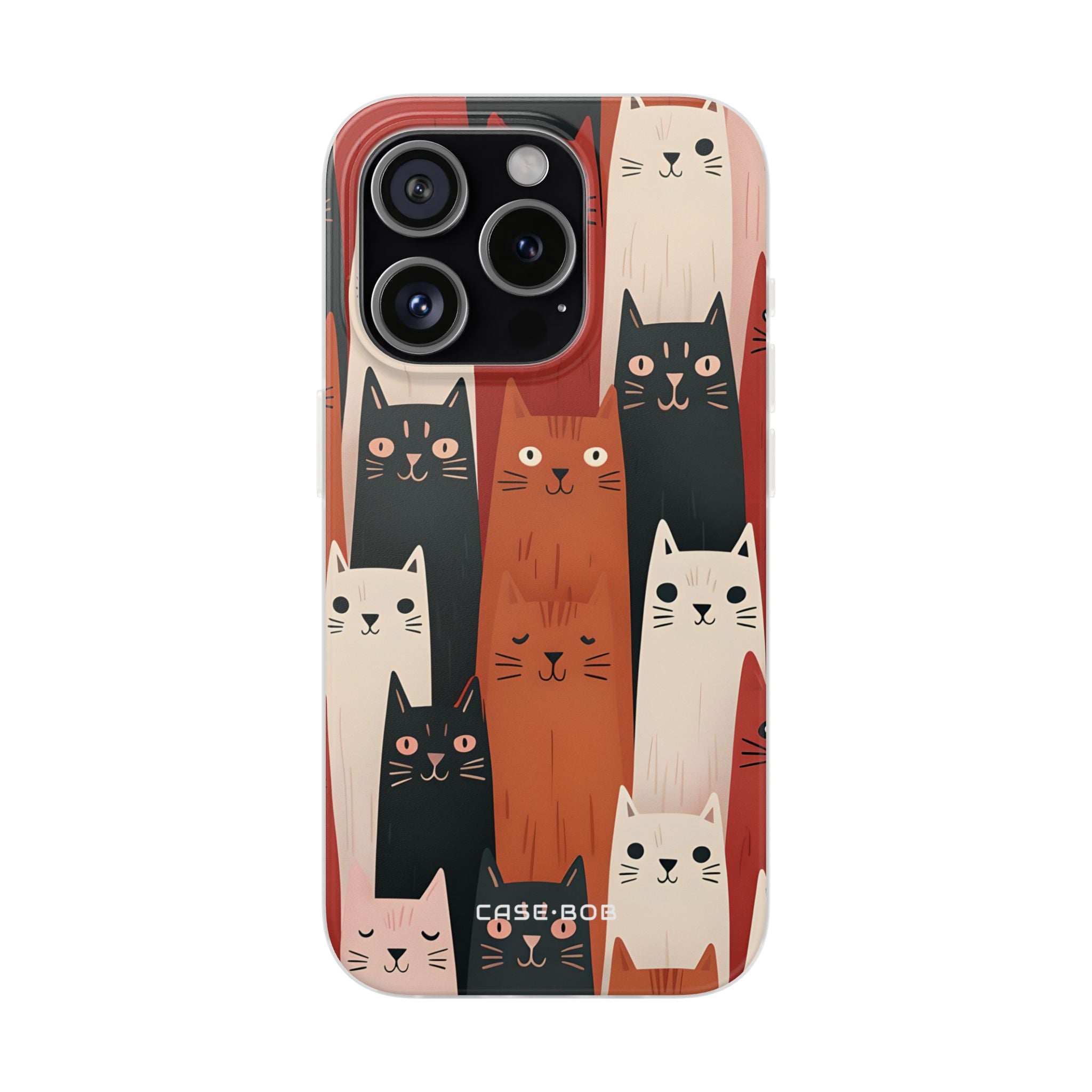 Elongated Cats Black iPhone 15 Pro Case - Soft