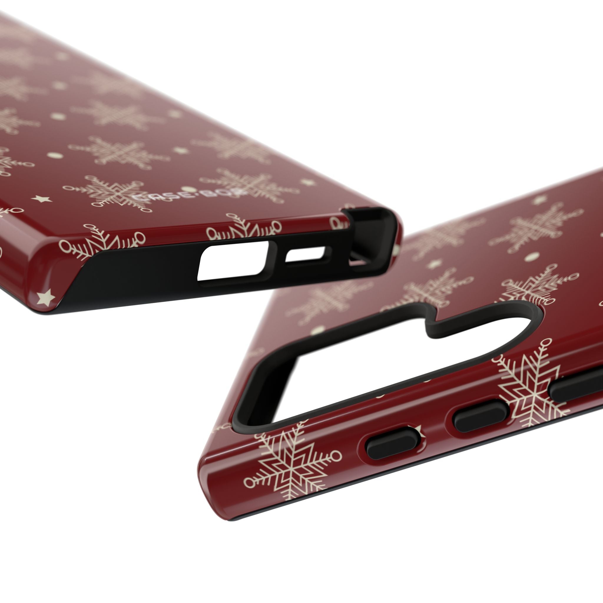 Cream Snowflake Crimson Samsung S24 Ultra Case - Tough