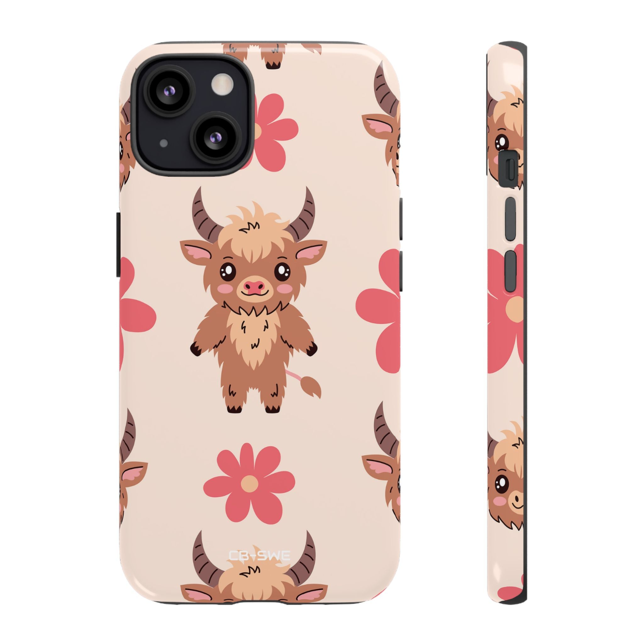 Cute Cattle & Flowers - iPhone Case