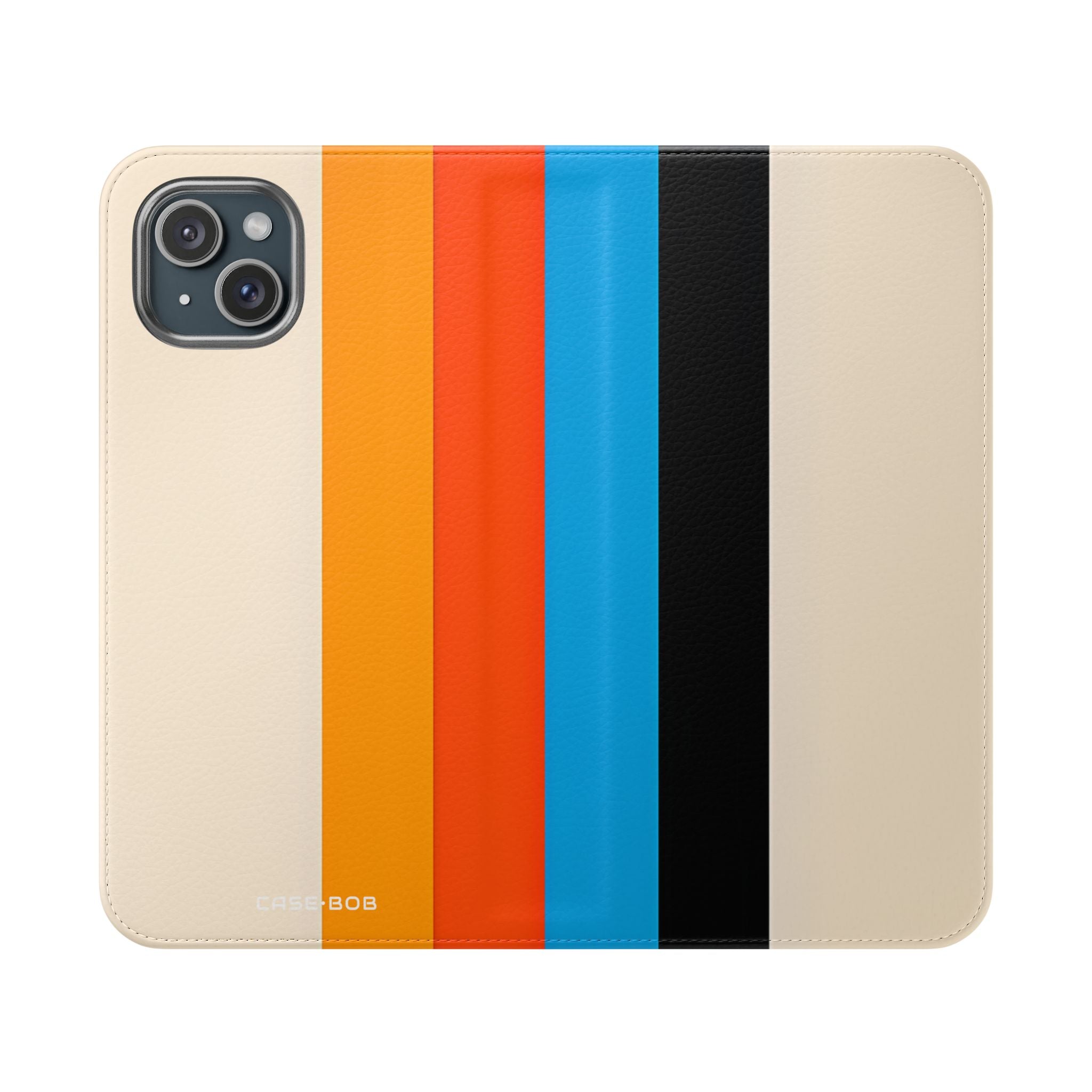 Rainbow Stripes Beige - iPhone 15 Plus Case - Wallet