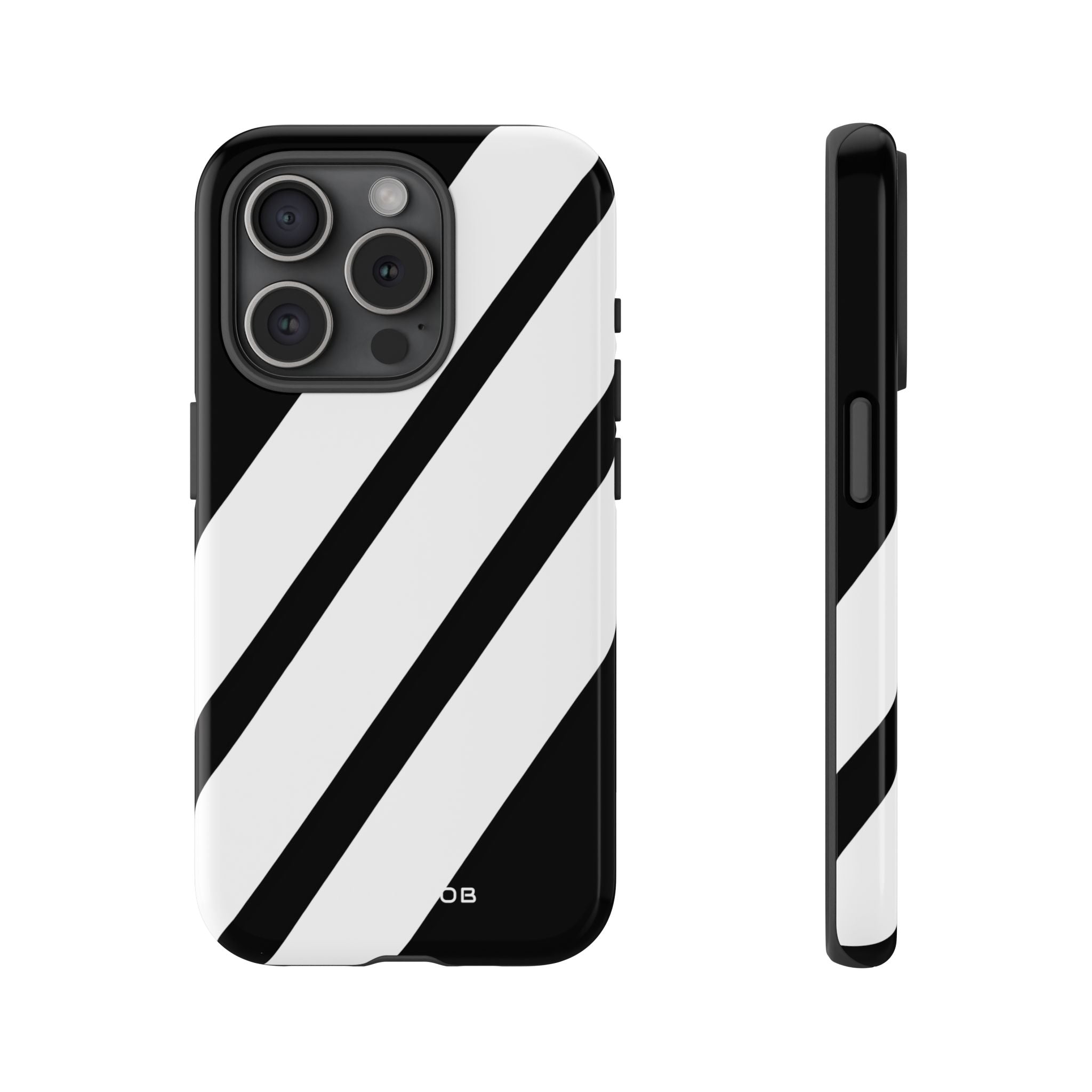 Diagonal Bands Noir iPhone 15 Pro Case - Tough