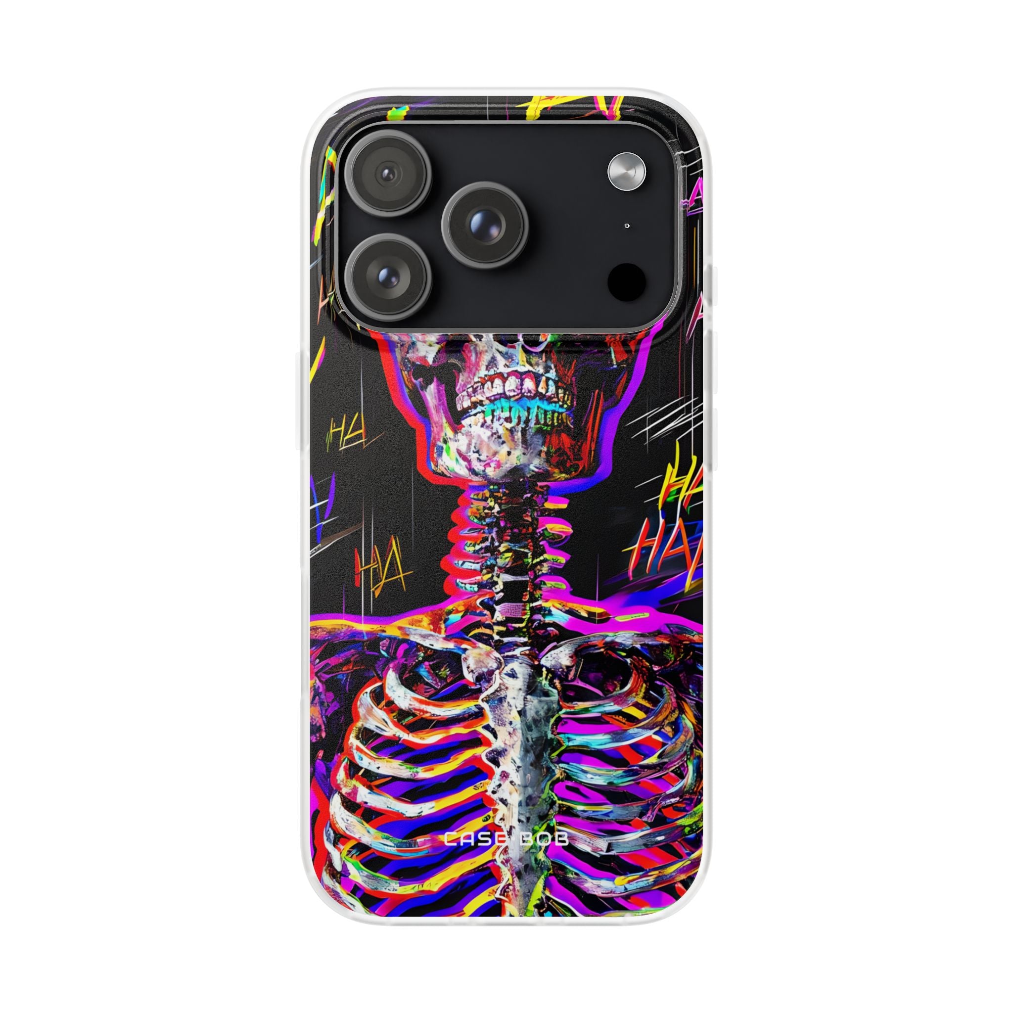 Neon Skeleton Laugh iPhone 17 Pro Case - Soft