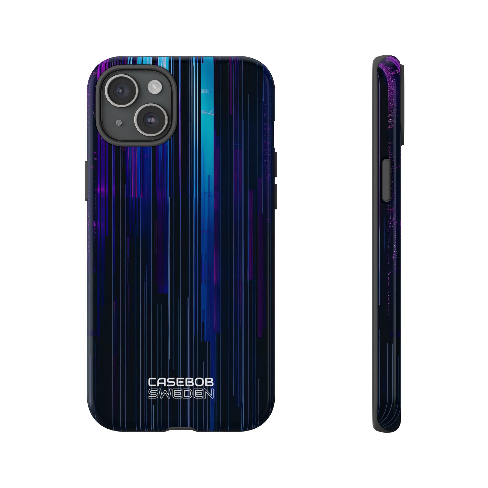 Neon Glitch Stripes iPhone 15 - Tough