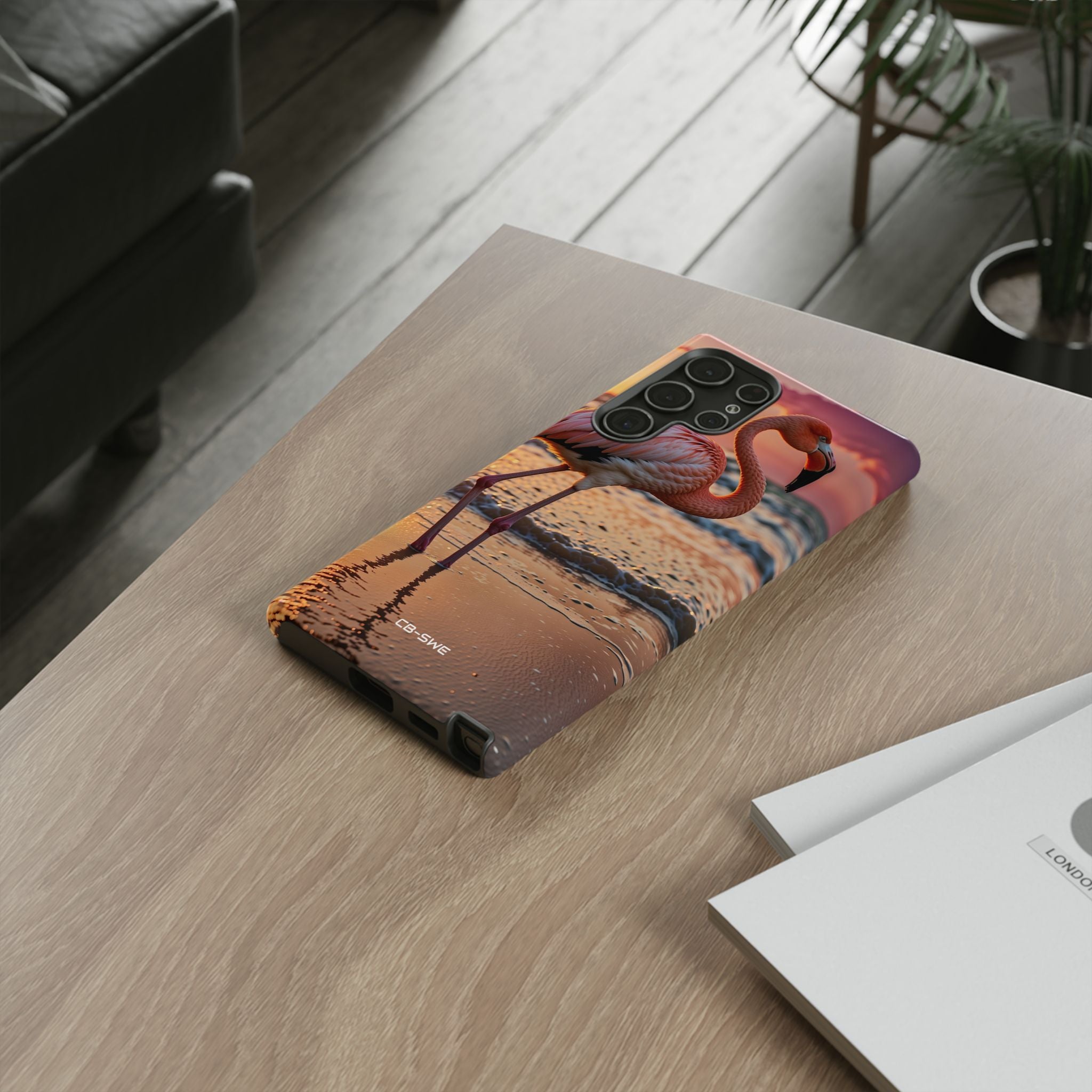 Sunset Flamingo Stand - Samsung Case