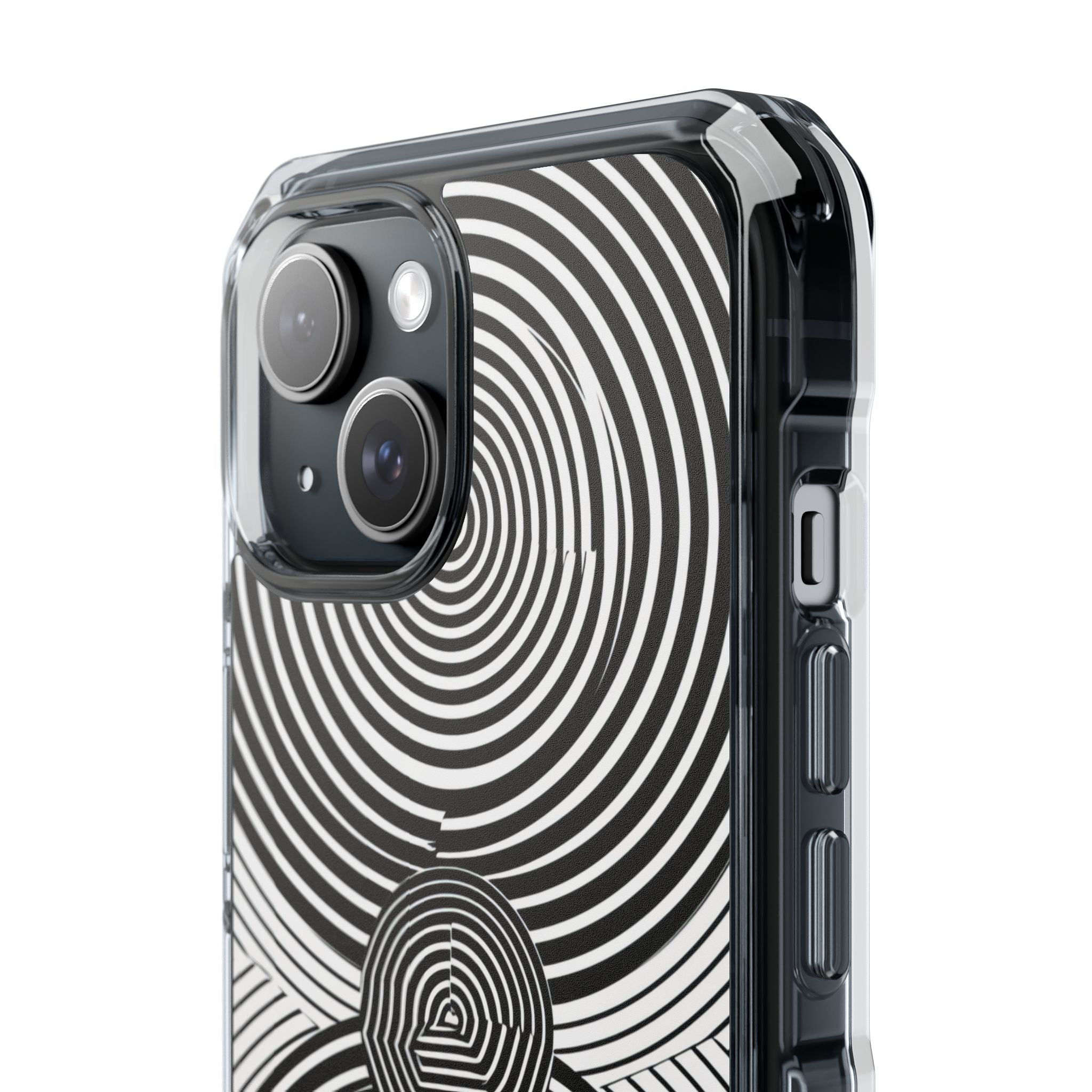 Monochrome Spiral Motion iPhone 15 - Impact Clear+
