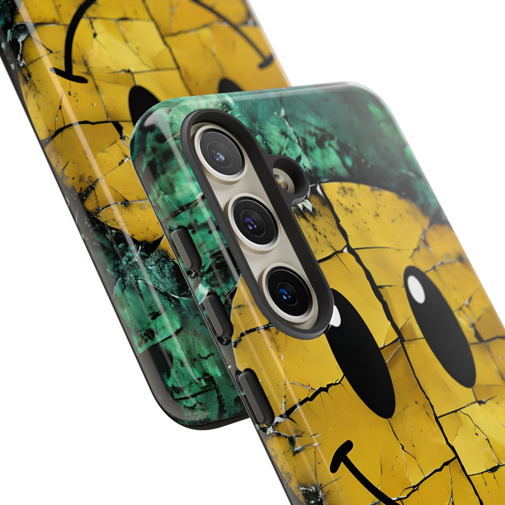 Distressed Gelbes Smiley Gesicht Digital Art Handyhülle Samsung S24 - Robust