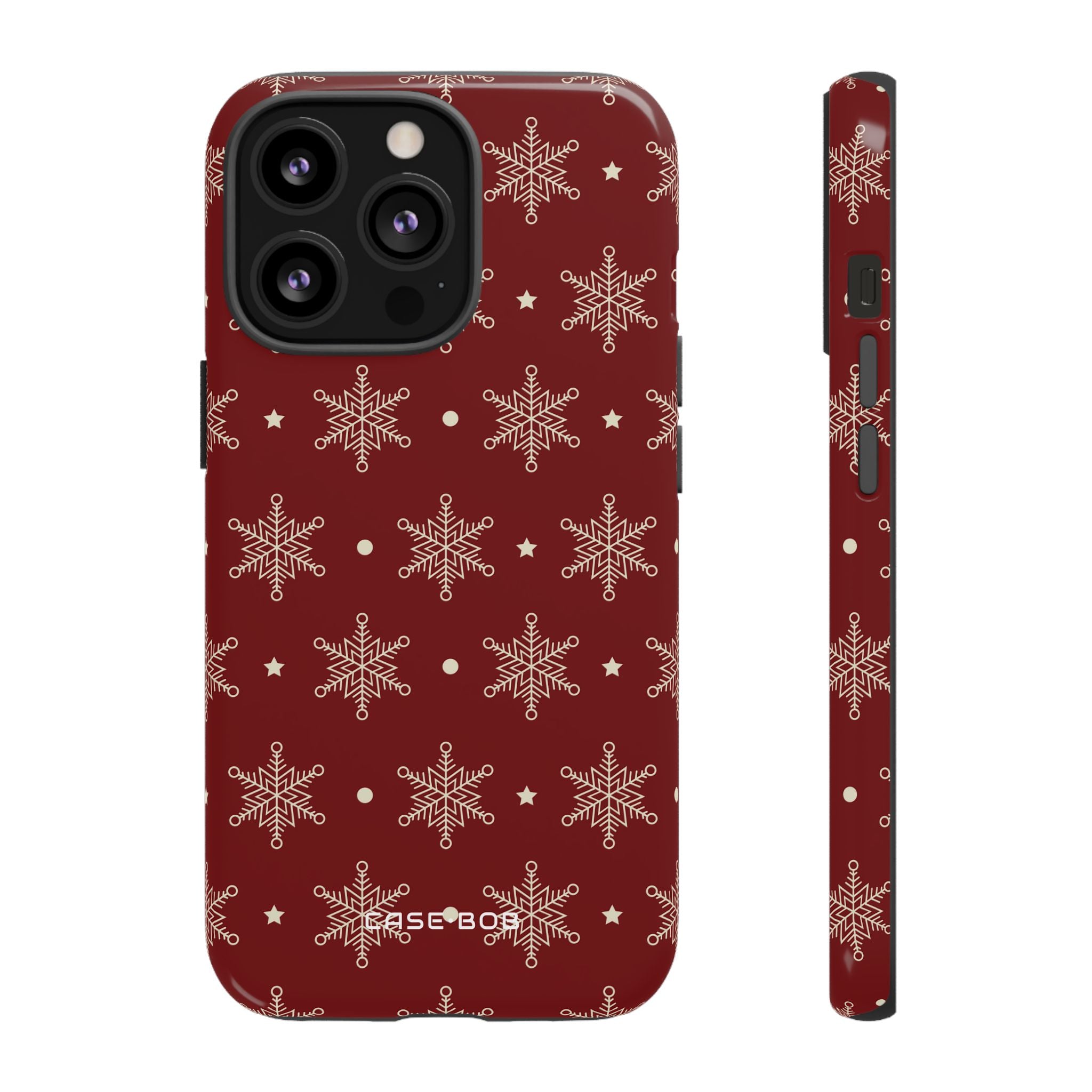 Cream Snowflake Crimson iPhone 13 Pro Case - Tough