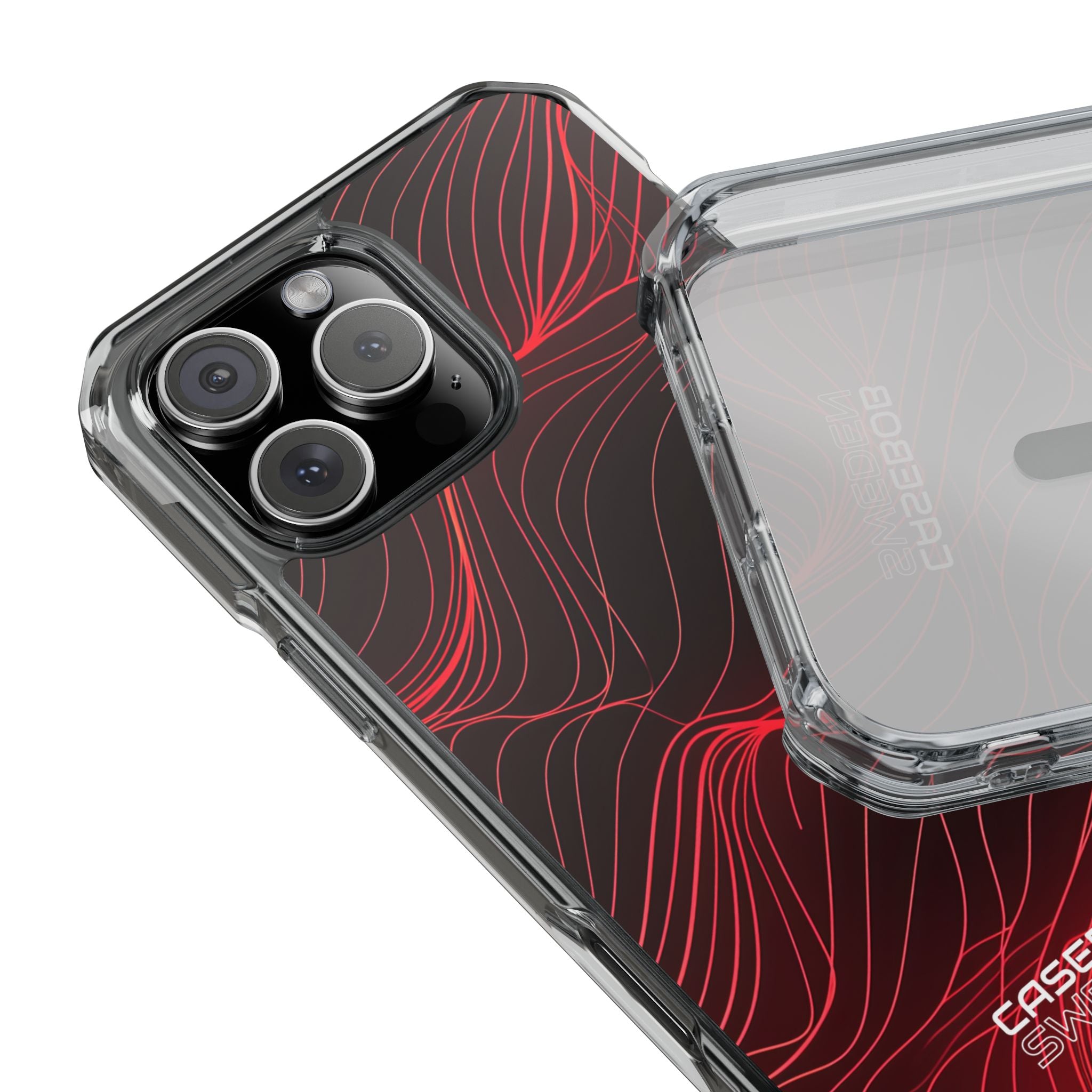 Crimson Waveform Flow iPhone 16 - Impact Clear+