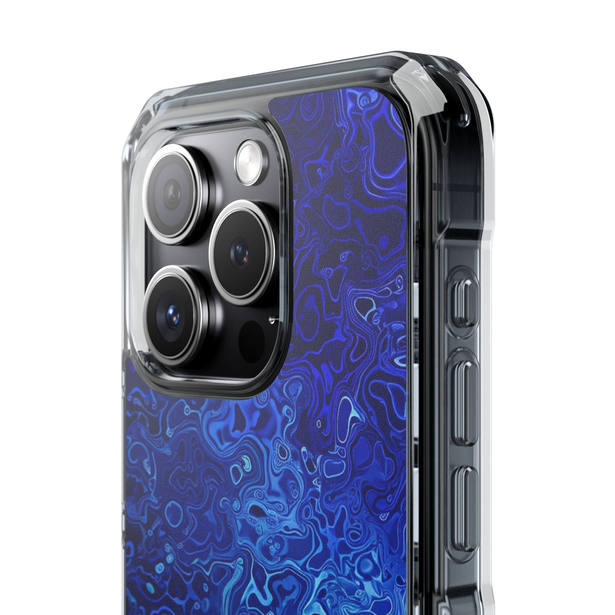 Swirling Blue Currents iPhone 15 - Impact Clear+