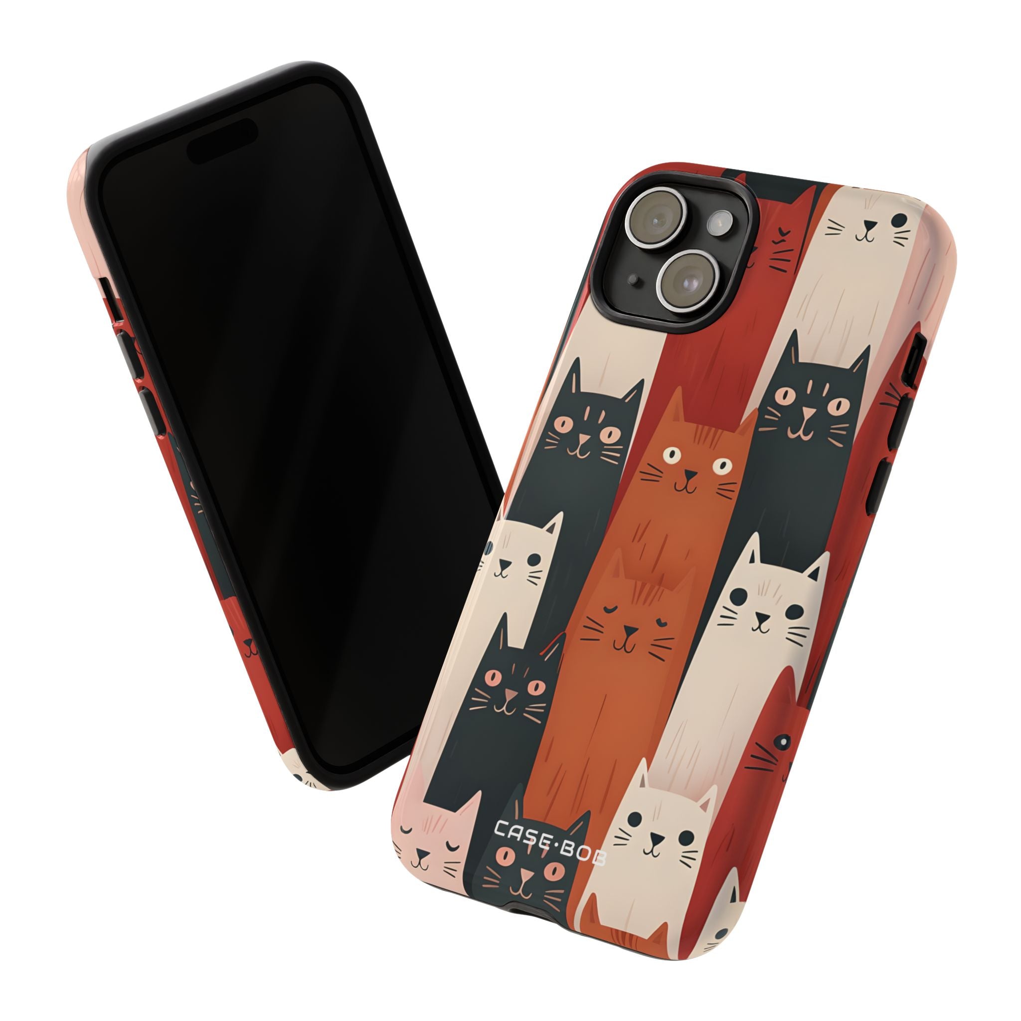 Elongated Cats Black iPhone 15 Plus Case - Tough