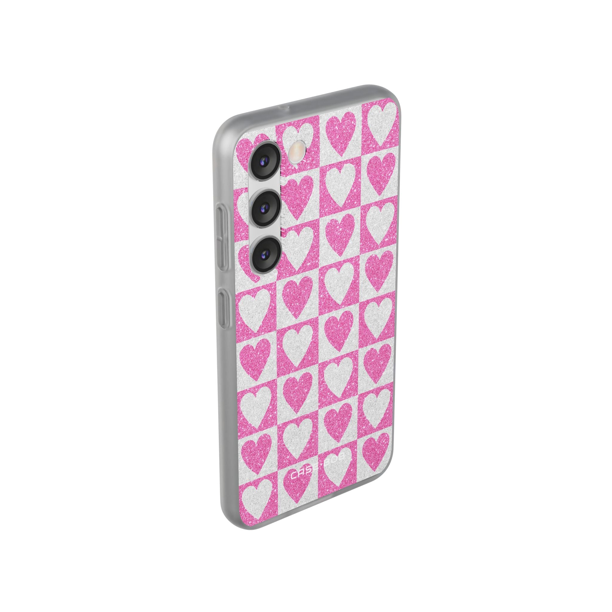 Glitter Heart Grid Samsung S23 Case - Soft