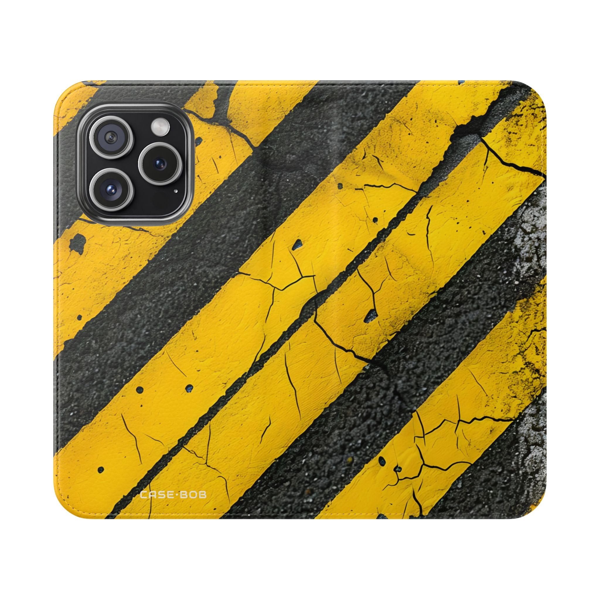 Yellow Stripes Distress - iPhone 15 Pro Case - Wallet