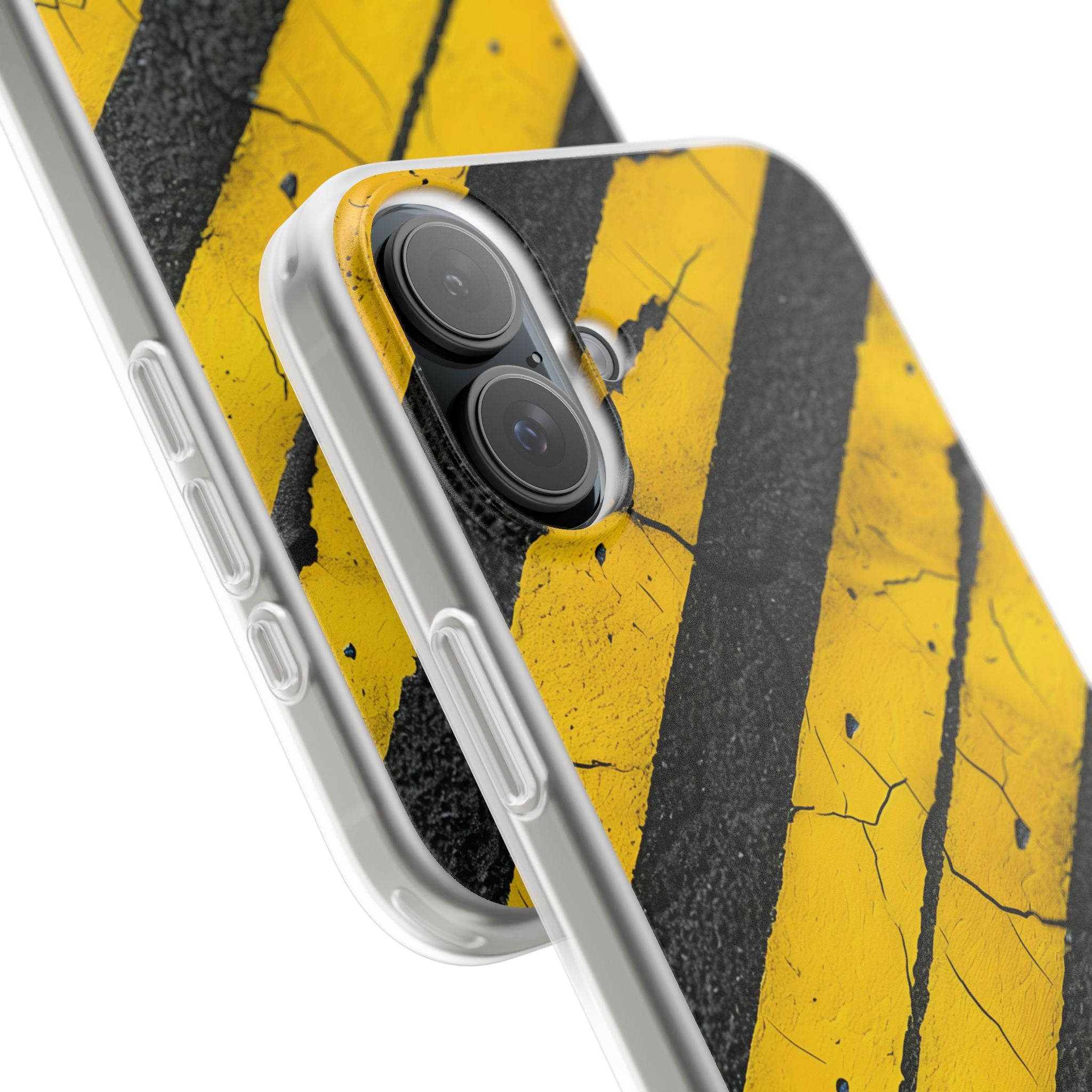 Yellow Stripe Distress iPhone 16 Plus Case - Soft