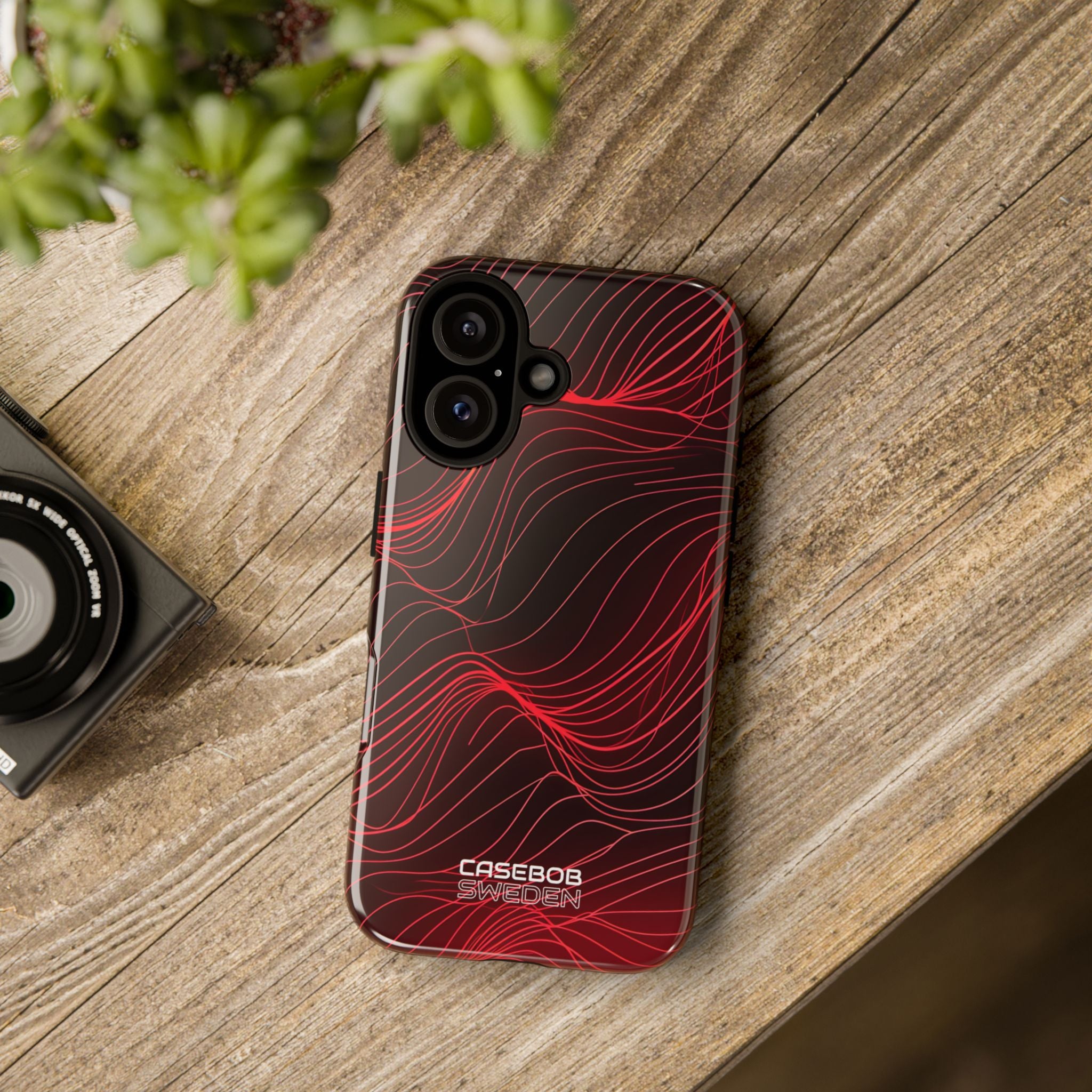 Crimson Waveform Flow iPhone 16 - Tough