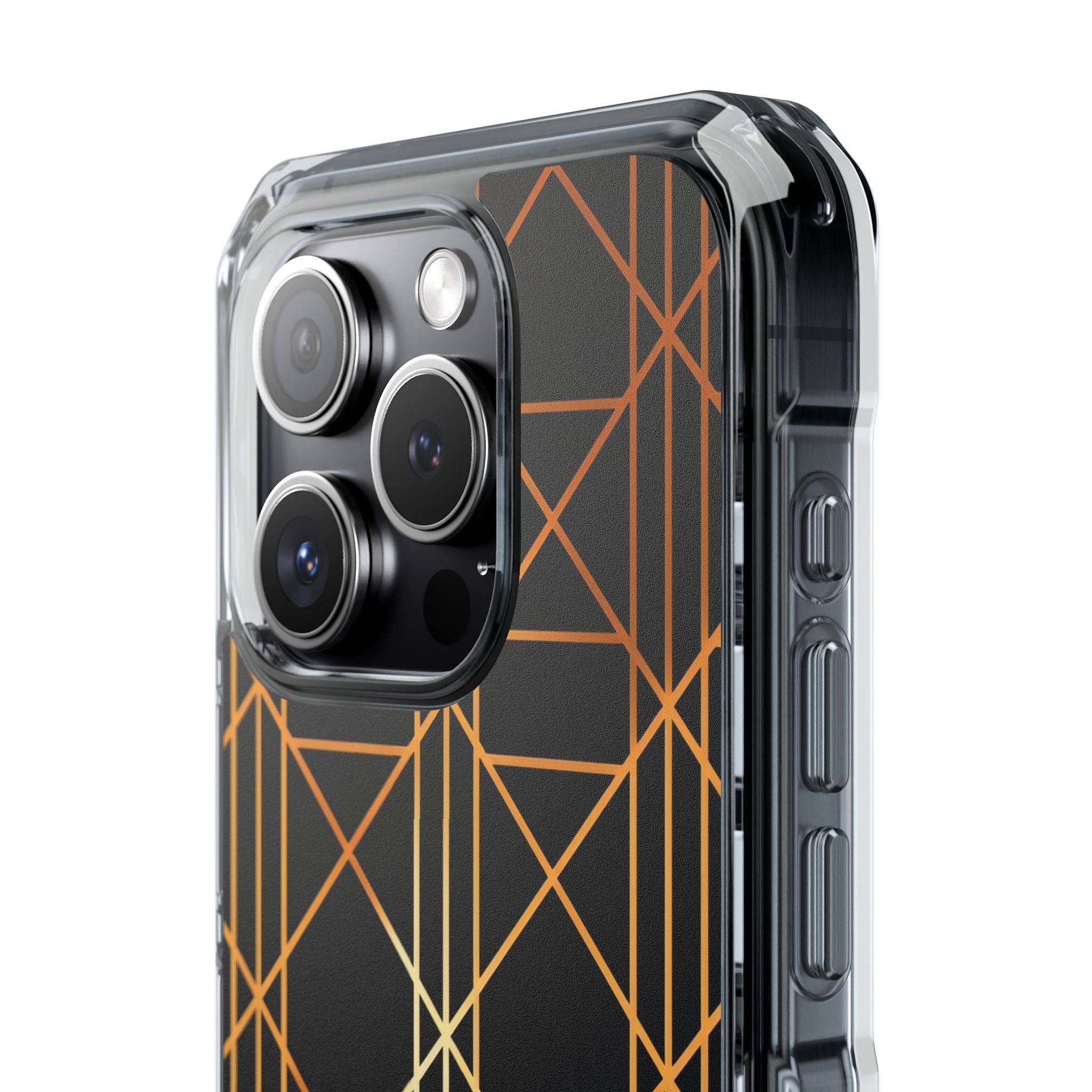 Golden Geometric Elegance iPhone 15 - Impact Clear+