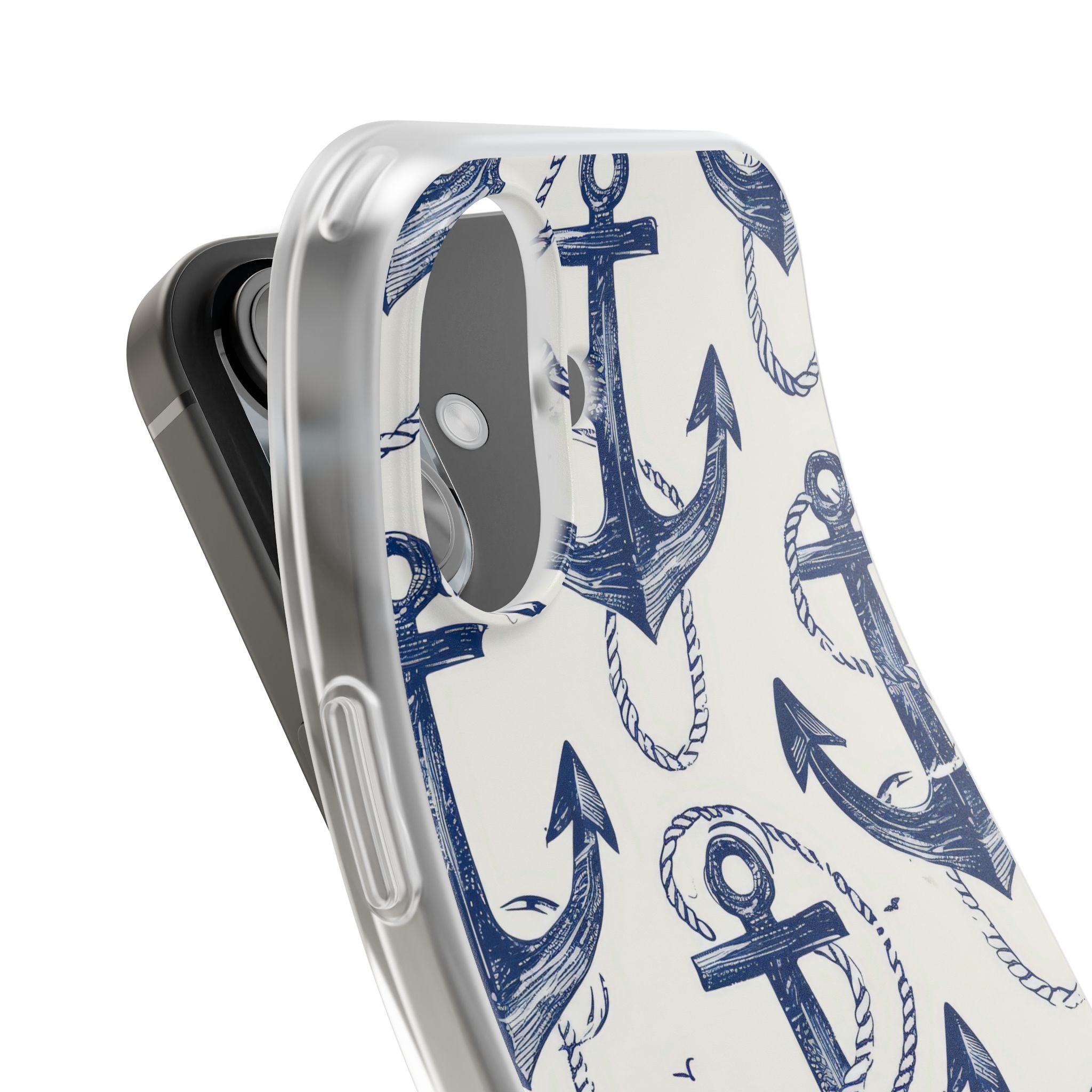 Navy Anchor Loop iPhone 16 Case - Soft