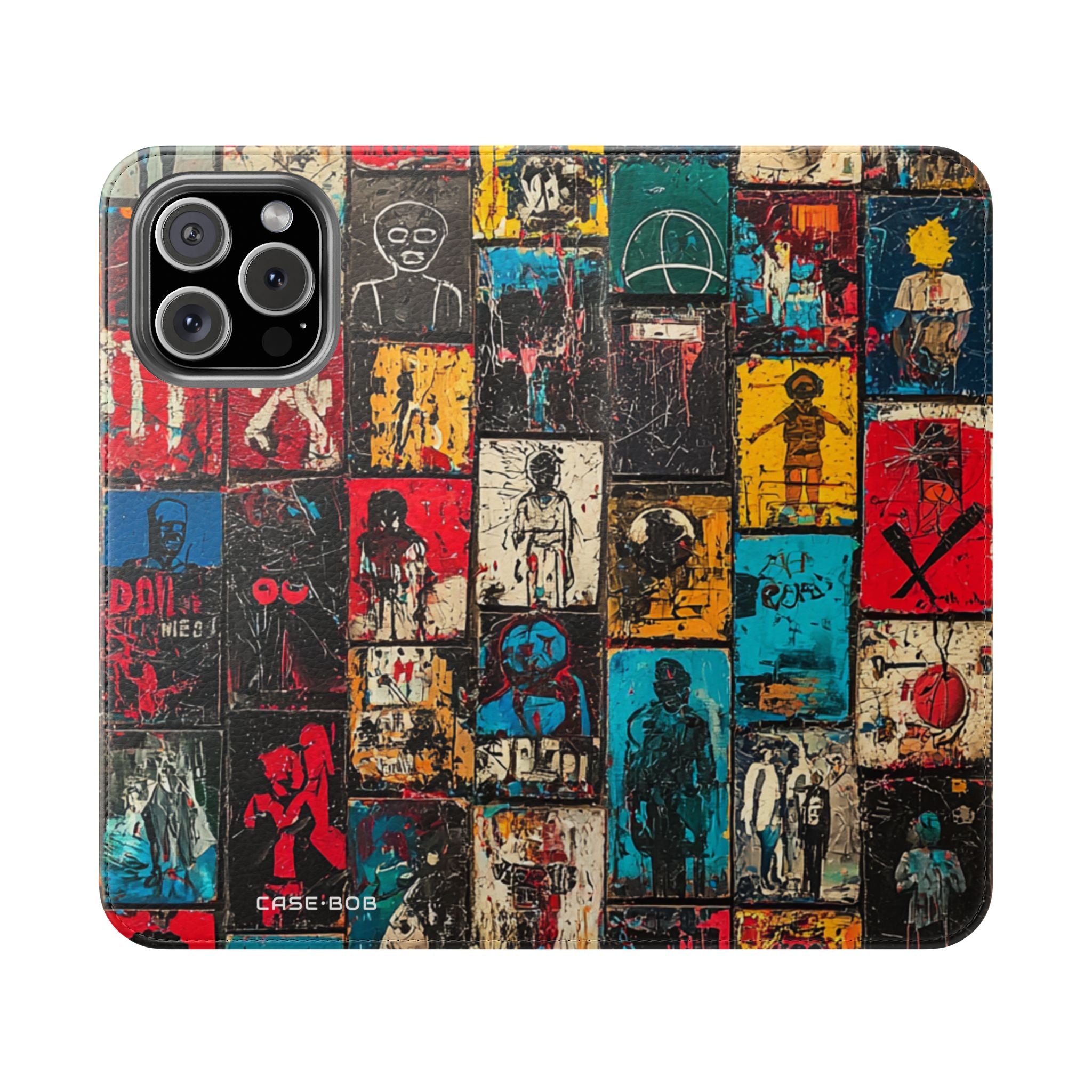 Portrait Grid Crimson - iPhone 16 Max Case - Wallet