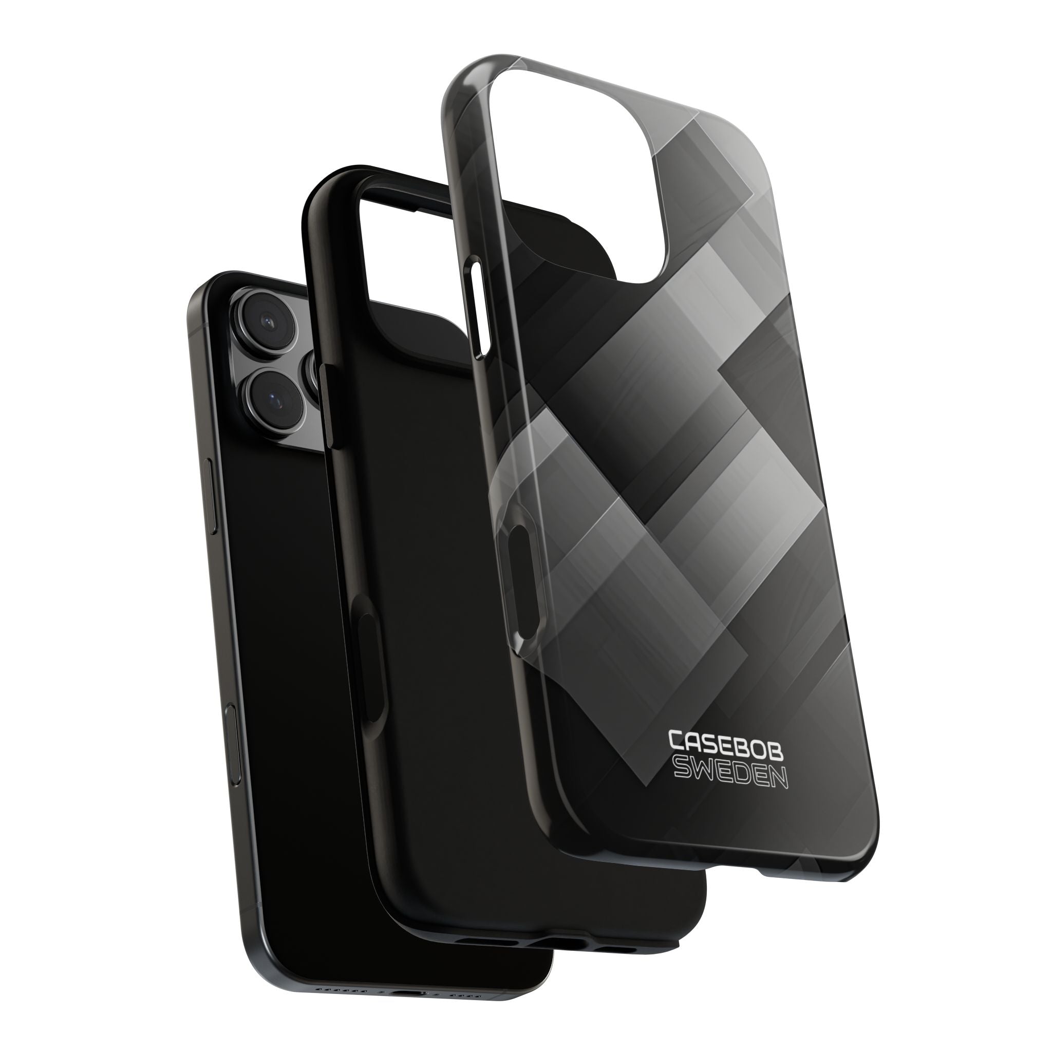 Grayscale Geometric Layers iPhone 16 - Tough