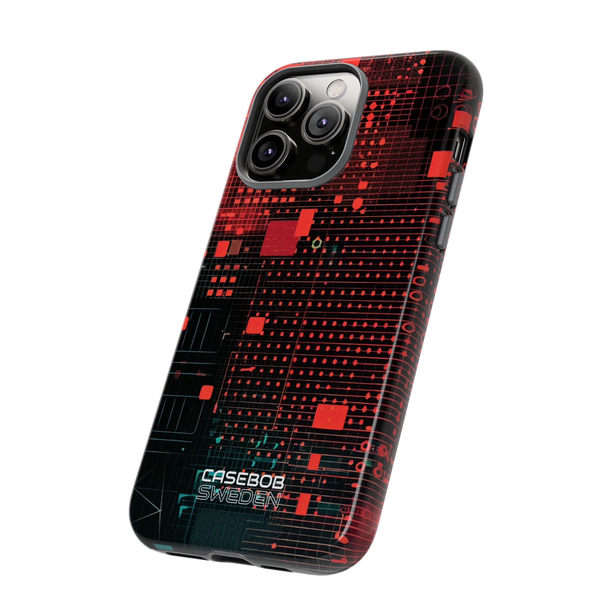Crimson Circuit Grid iPhone 14 - Tough