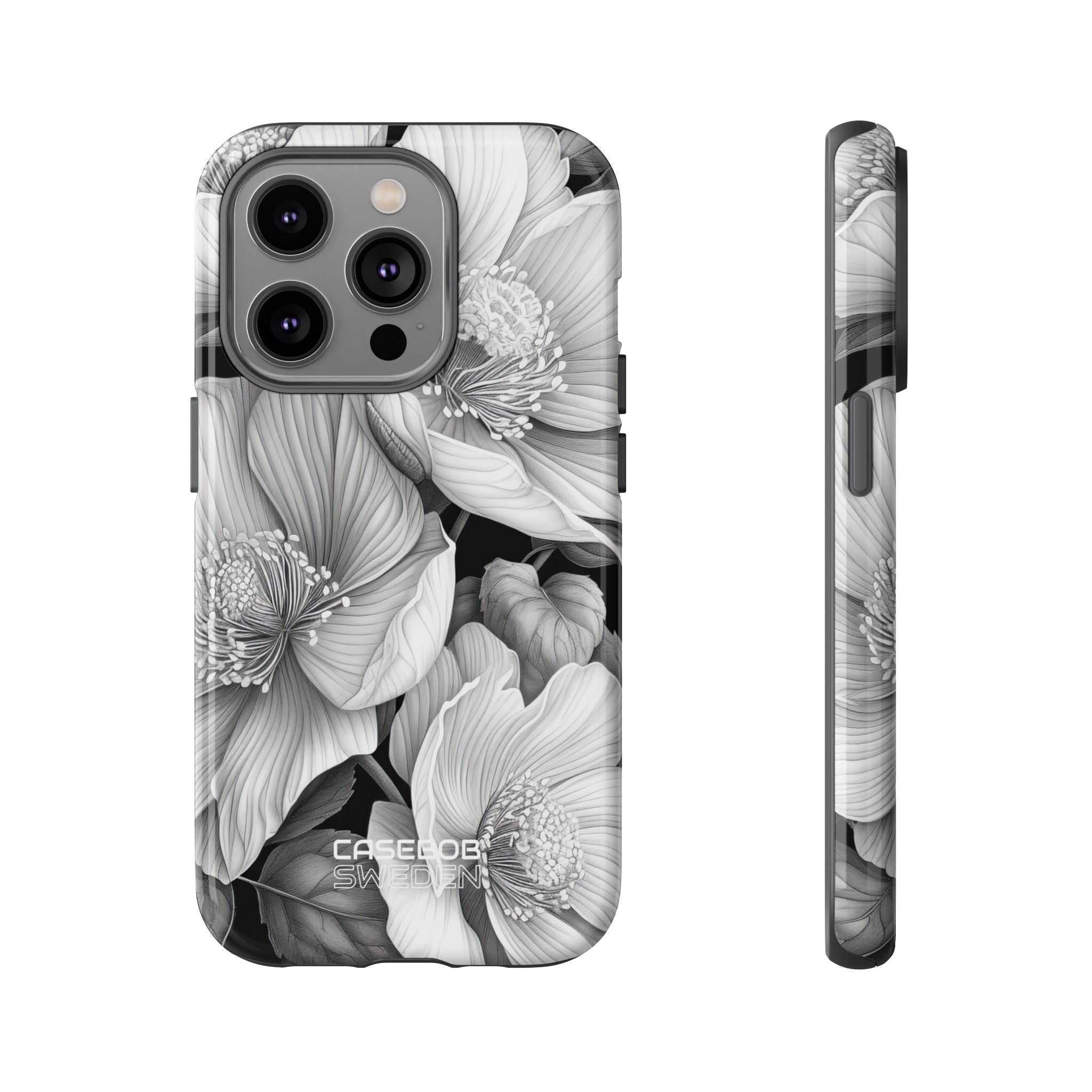 Monochrome Petal Dance iPhone 14 - Tough
