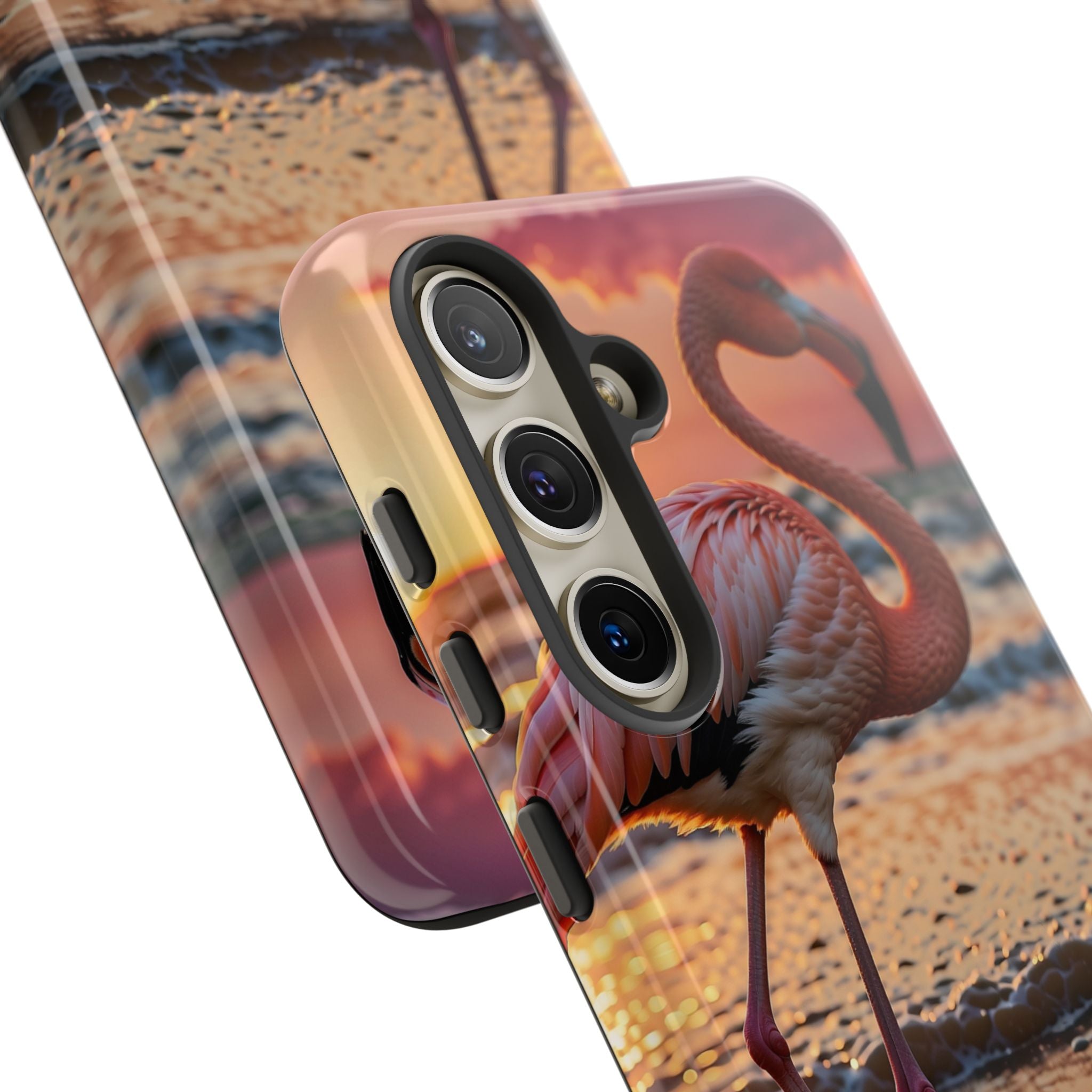 Sunset Flamingo Stand - Samsung Case