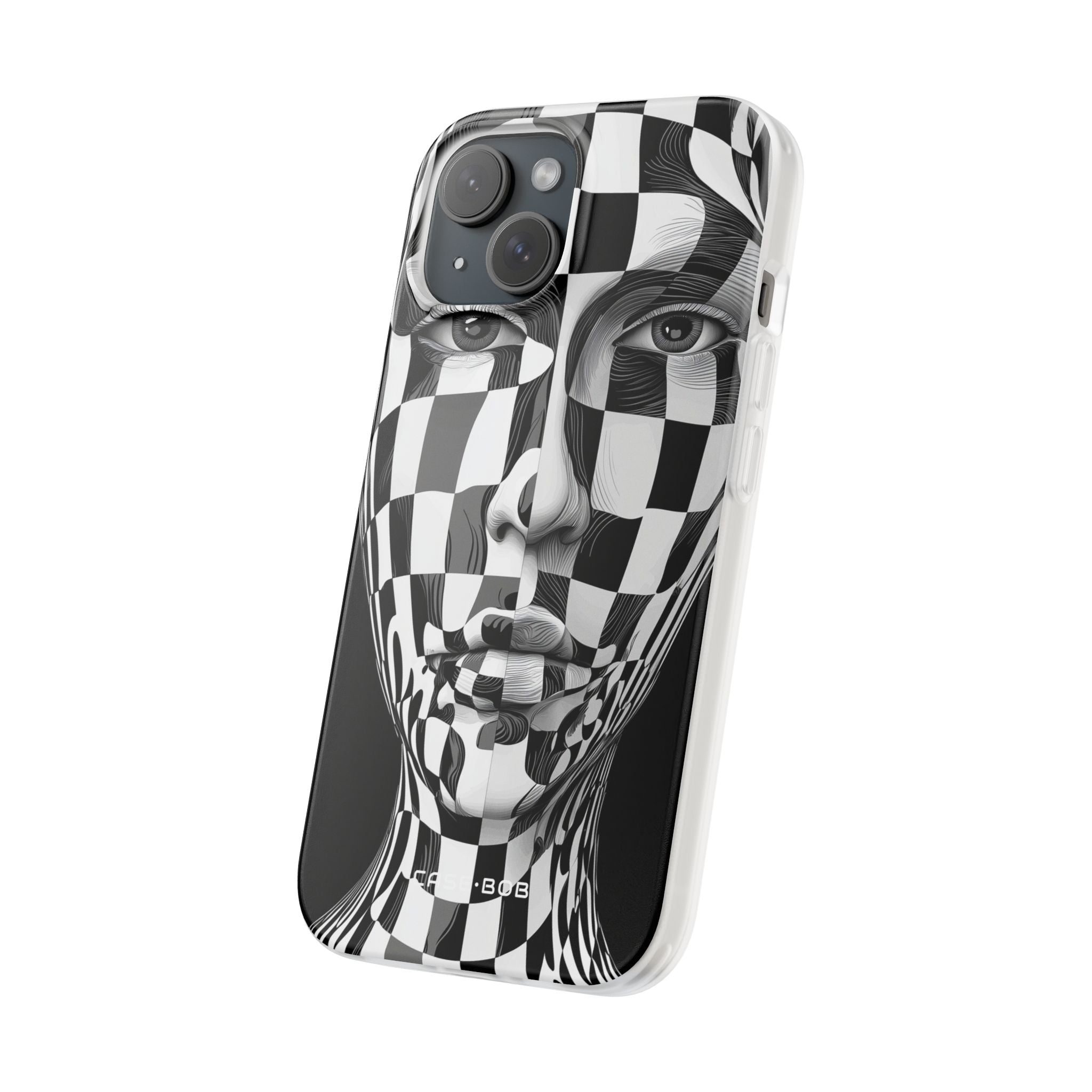 Checkered Face iPhone 15 Case - Soft