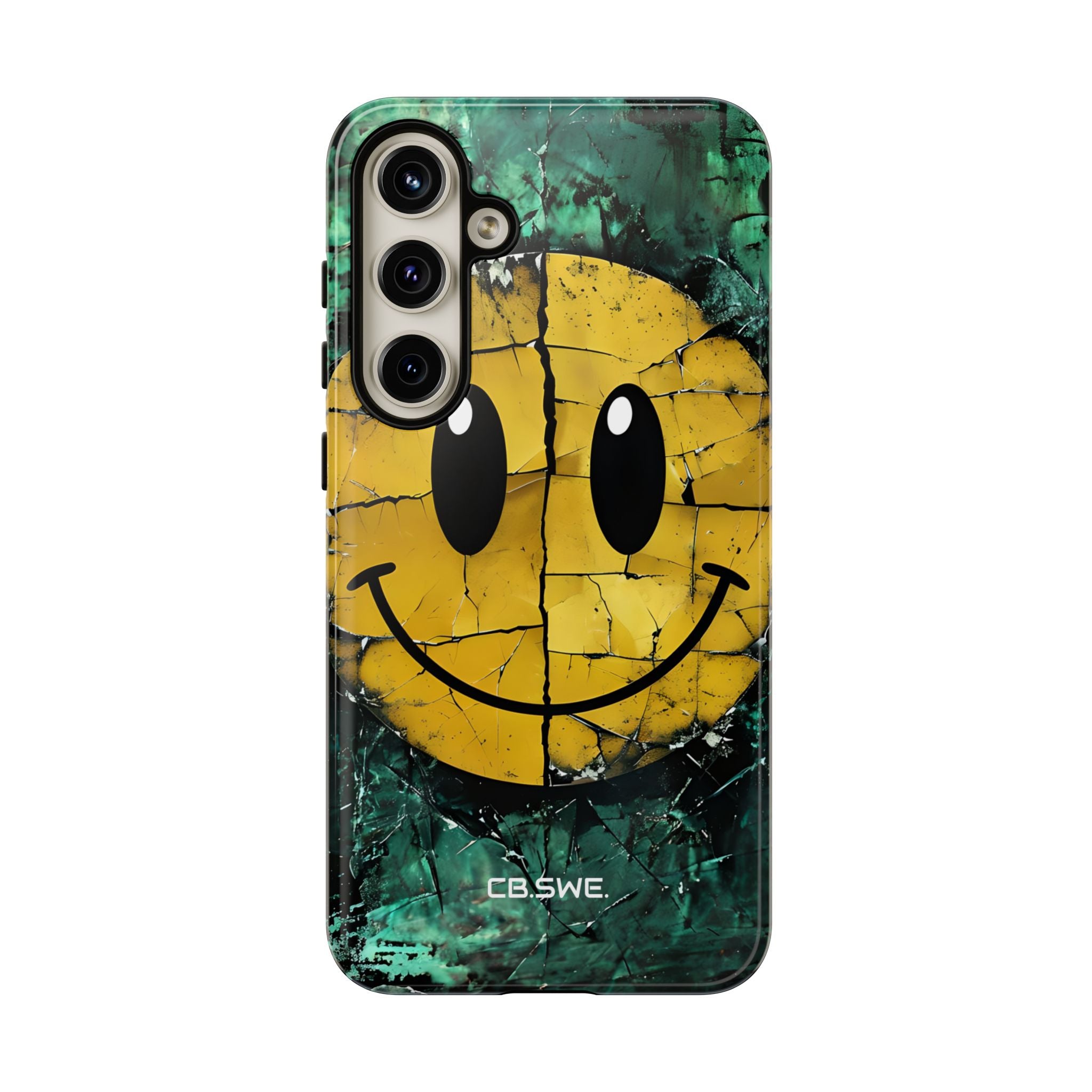 Distressed Gelbes Smiley Gesicht Digital Art Handyhülle Samsung S24 - Robust