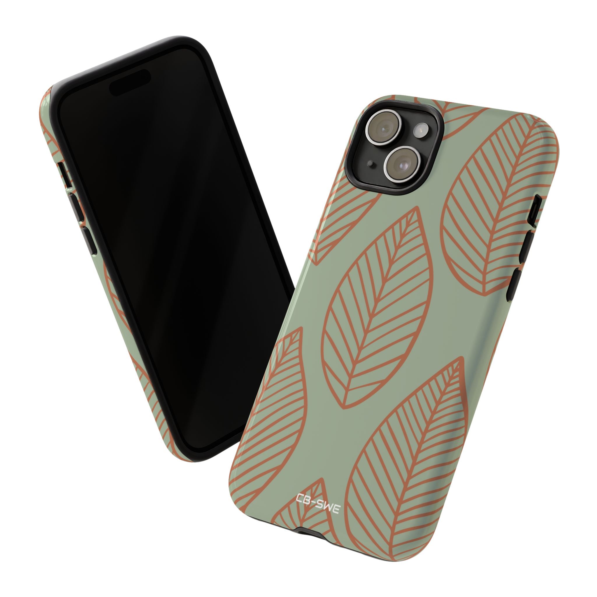 Mint and Orange Leaves - iPhone Case