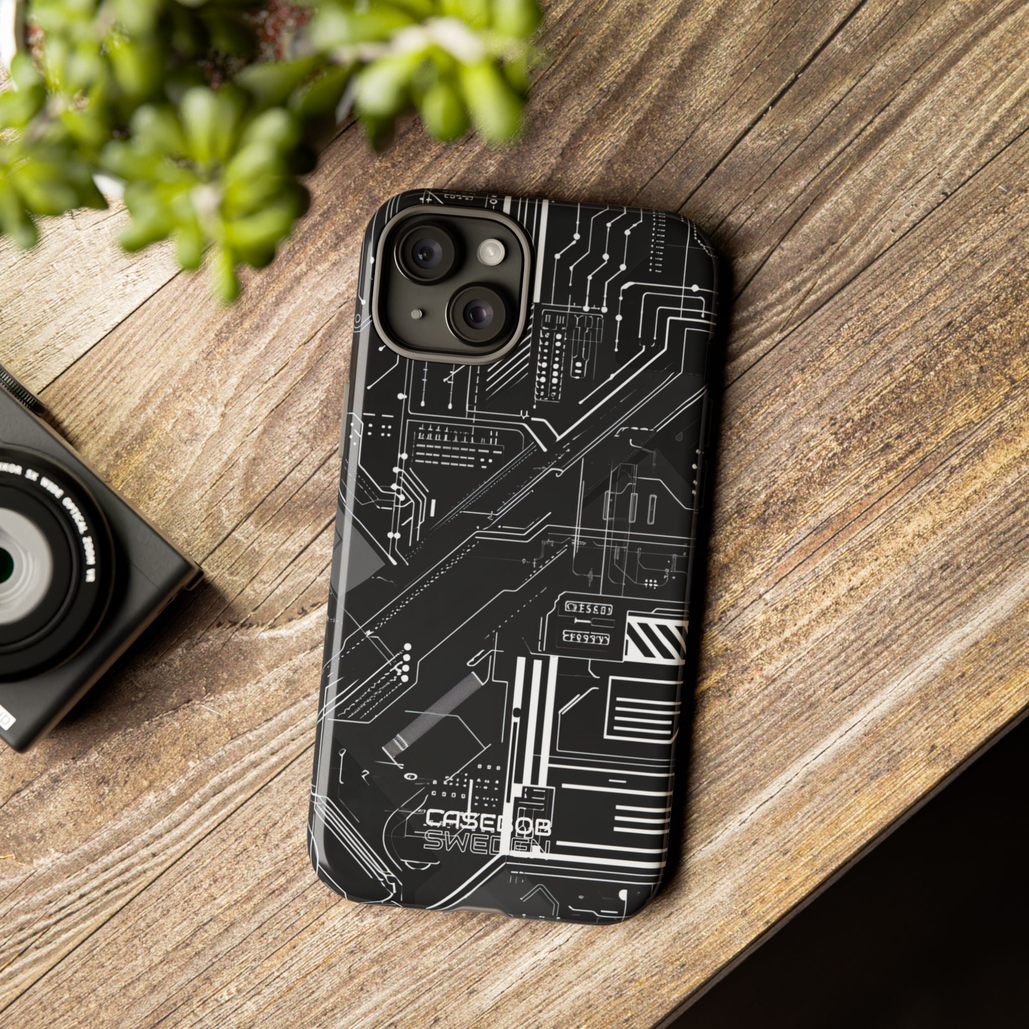 Futuristisch Circuit Raster iPhone 15 - Tough