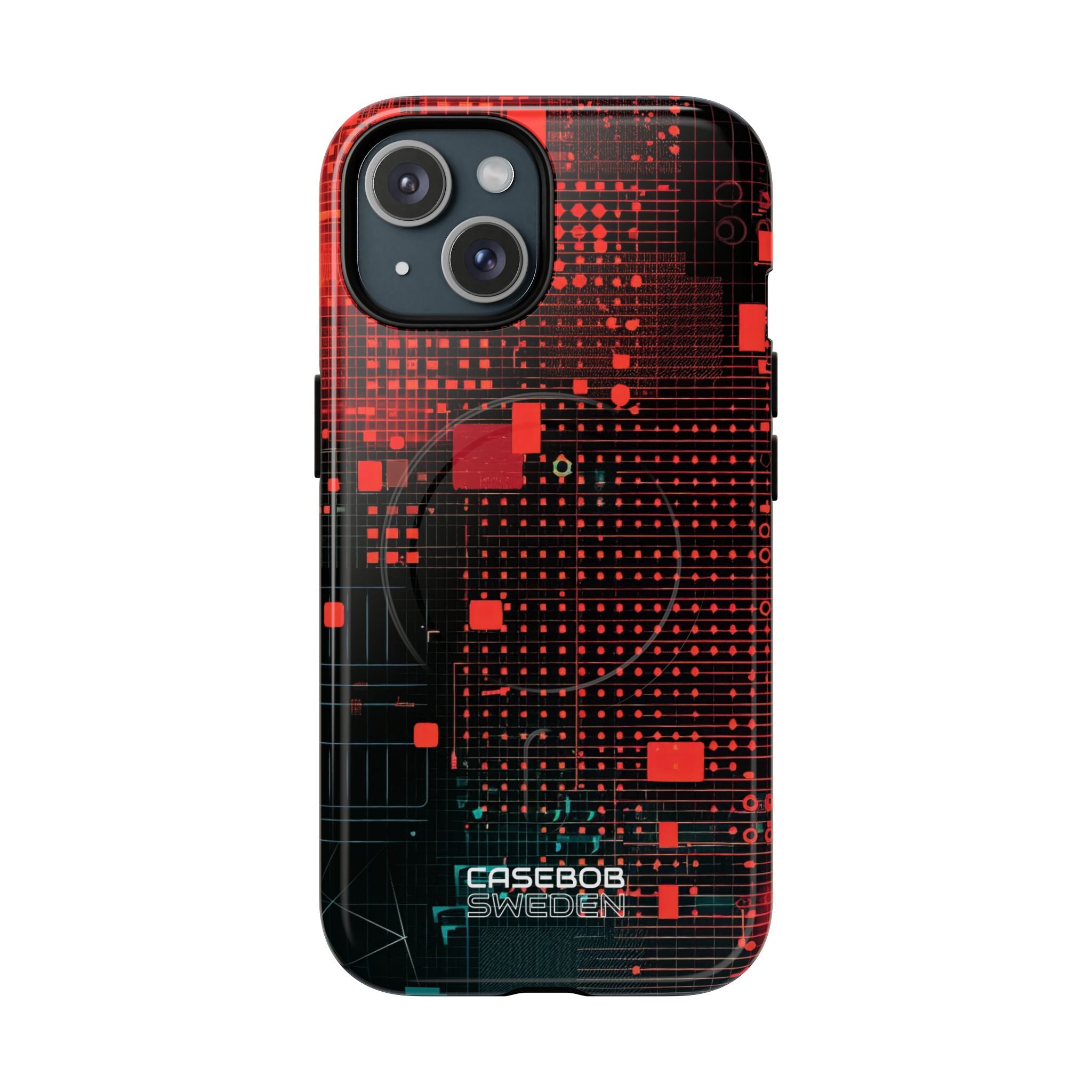 Crimson Circuit Grid iPhone 15 - Tough+