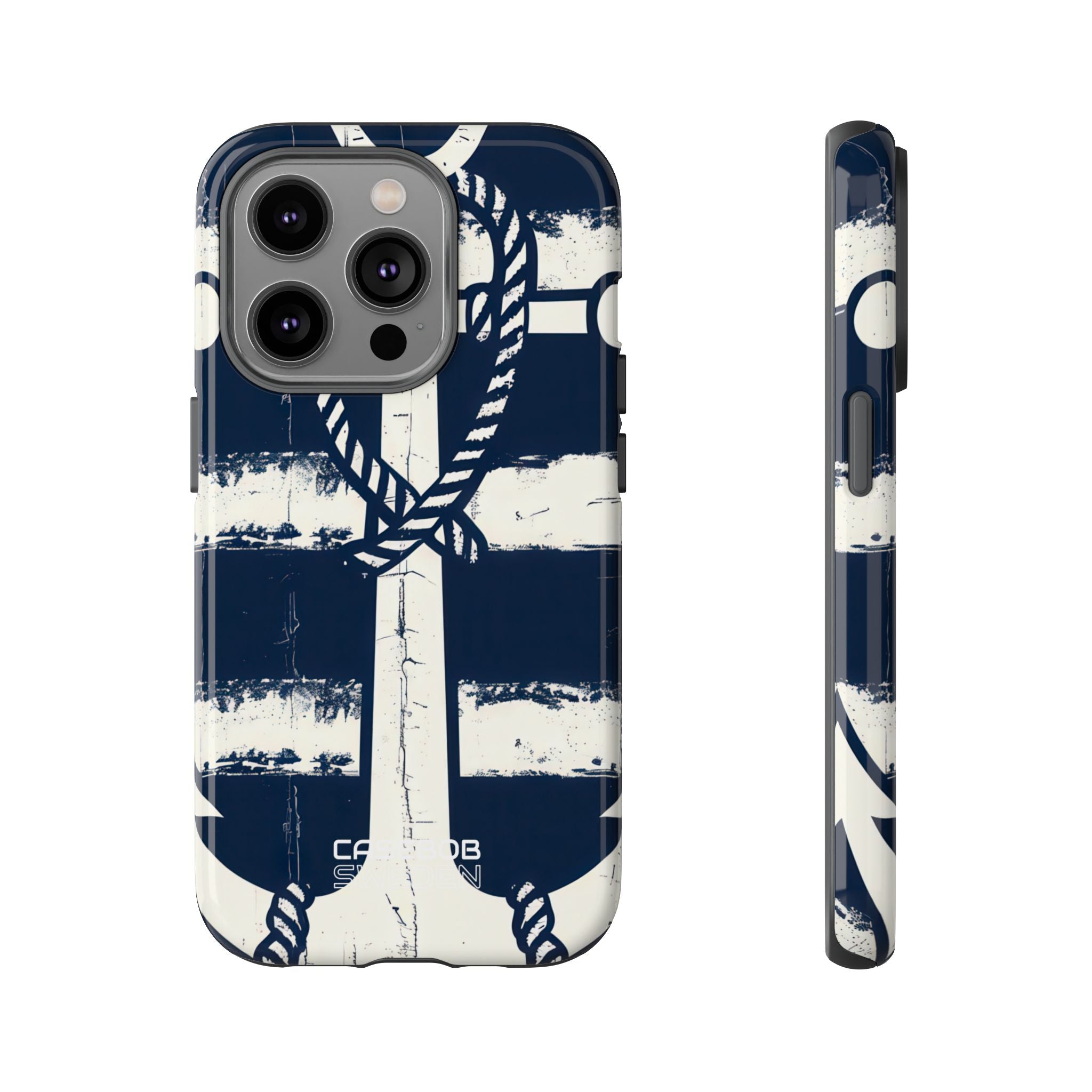Strisce con ancora blu navy iPhone 14 - Tough