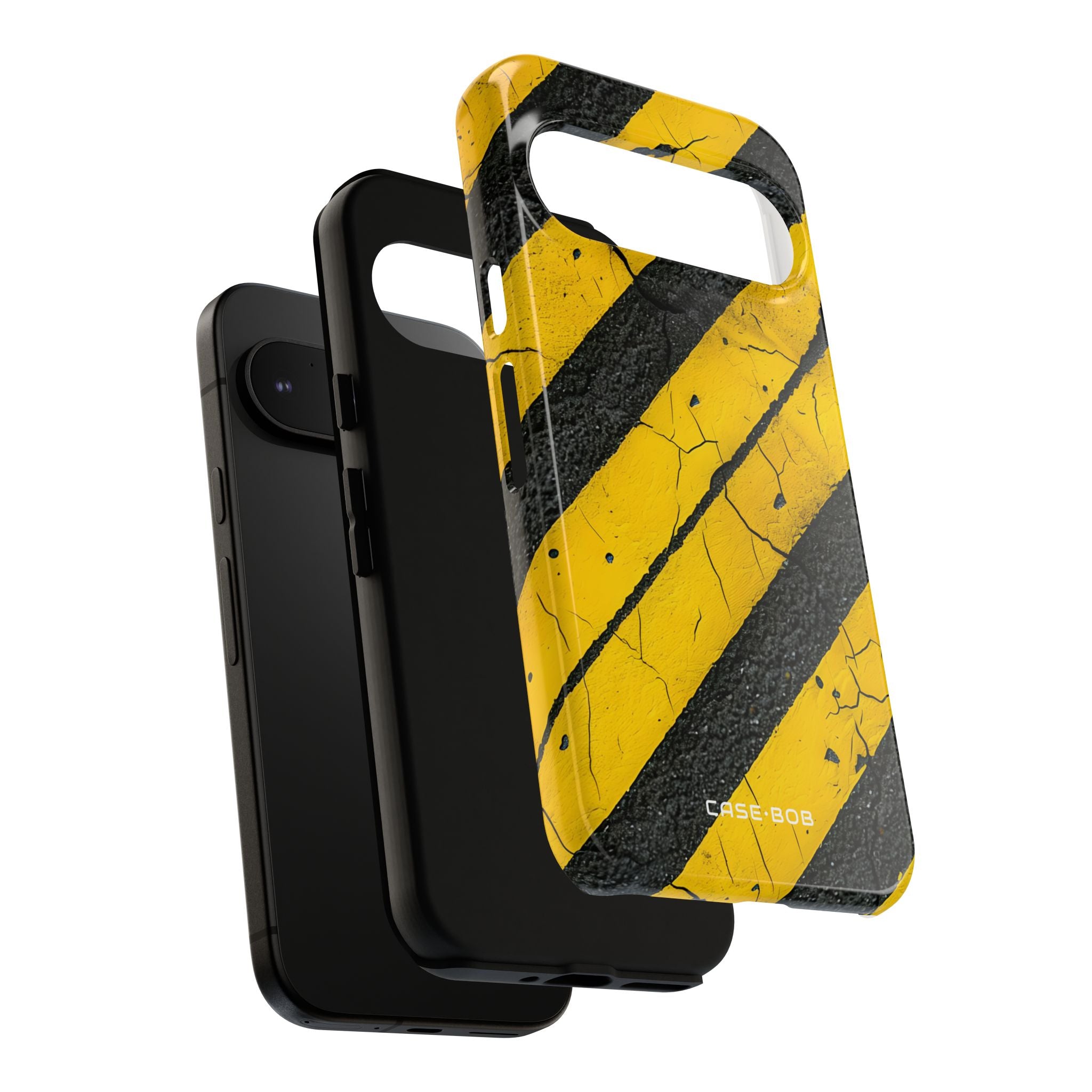 Yellow Stripe Distress Google Pixel 9 Case - Tough