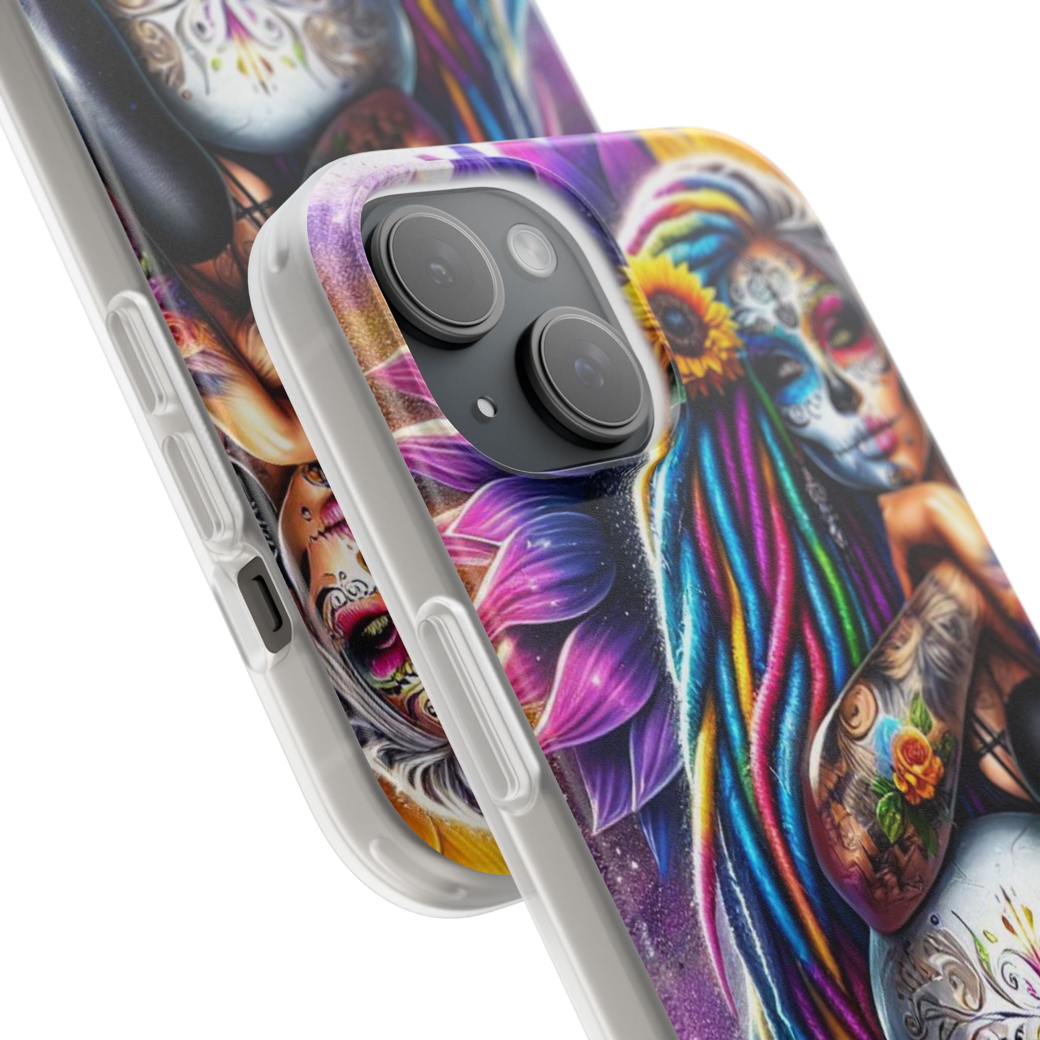 Sunflower Skull Glow iPhone 15 Case - Soft