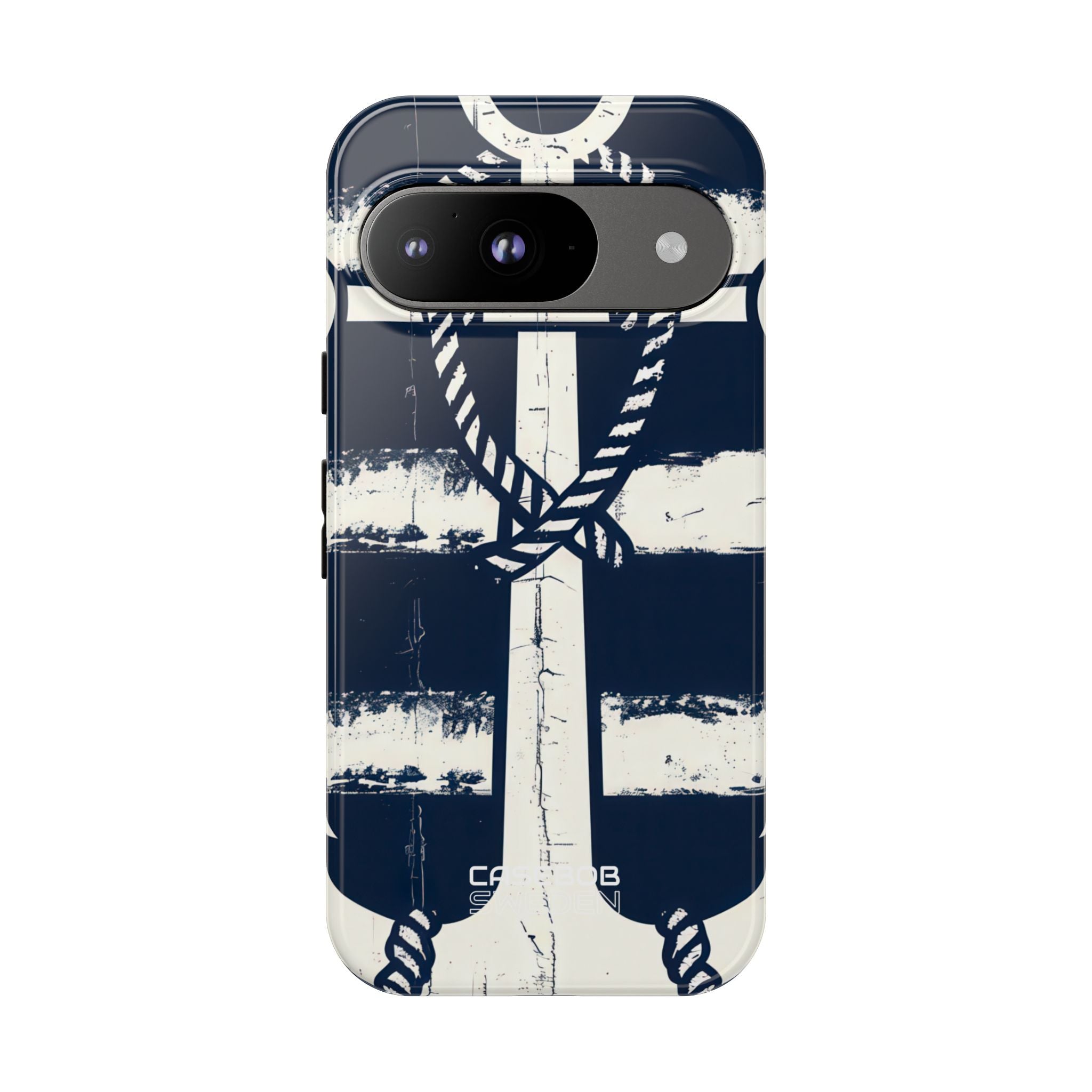 Navy Anchor Stripes Google Pixel 9 - Tough