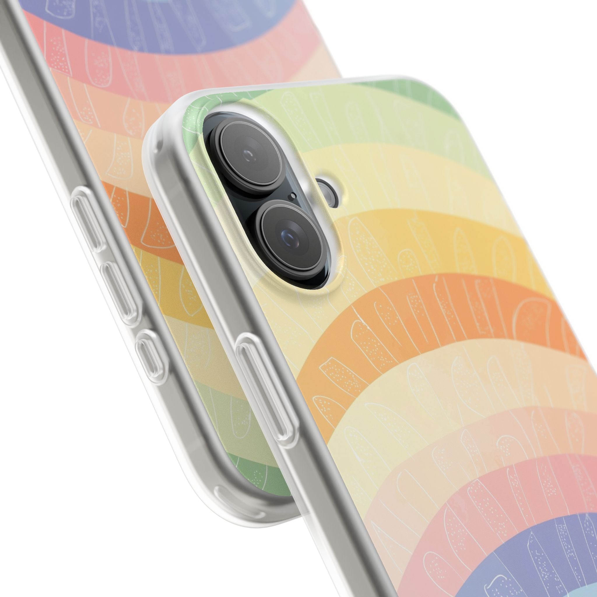Pastel Rainbow Bands iPhone 16 Plus Case - Soft