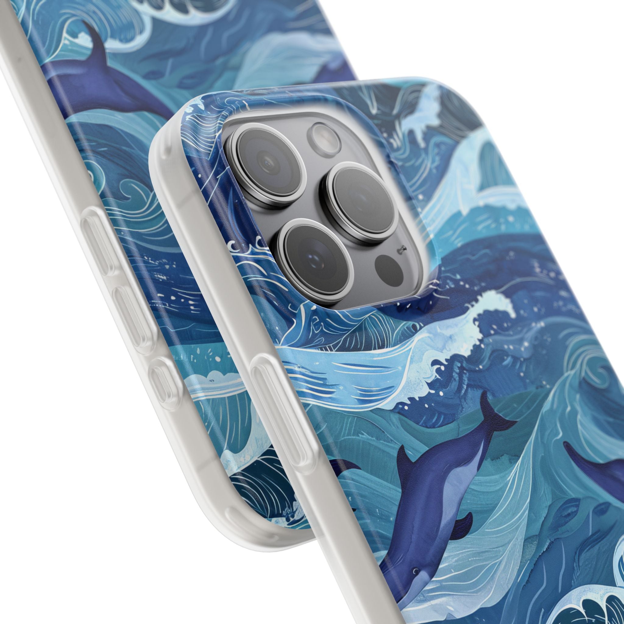 Dolphin Waves iPhone 15 Pro Max Case - Soft