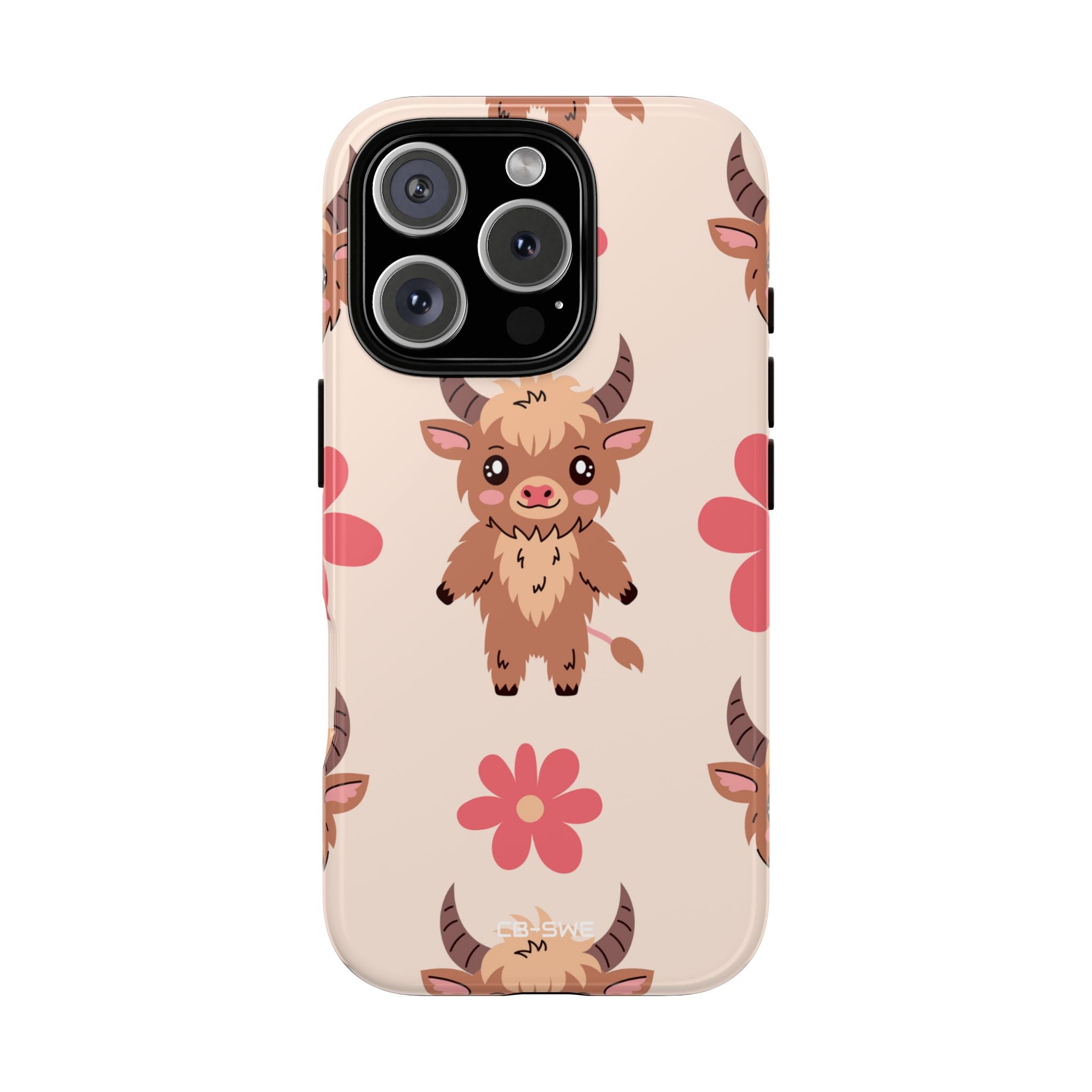 Cute Cattle & Flowers - iPhone Case
