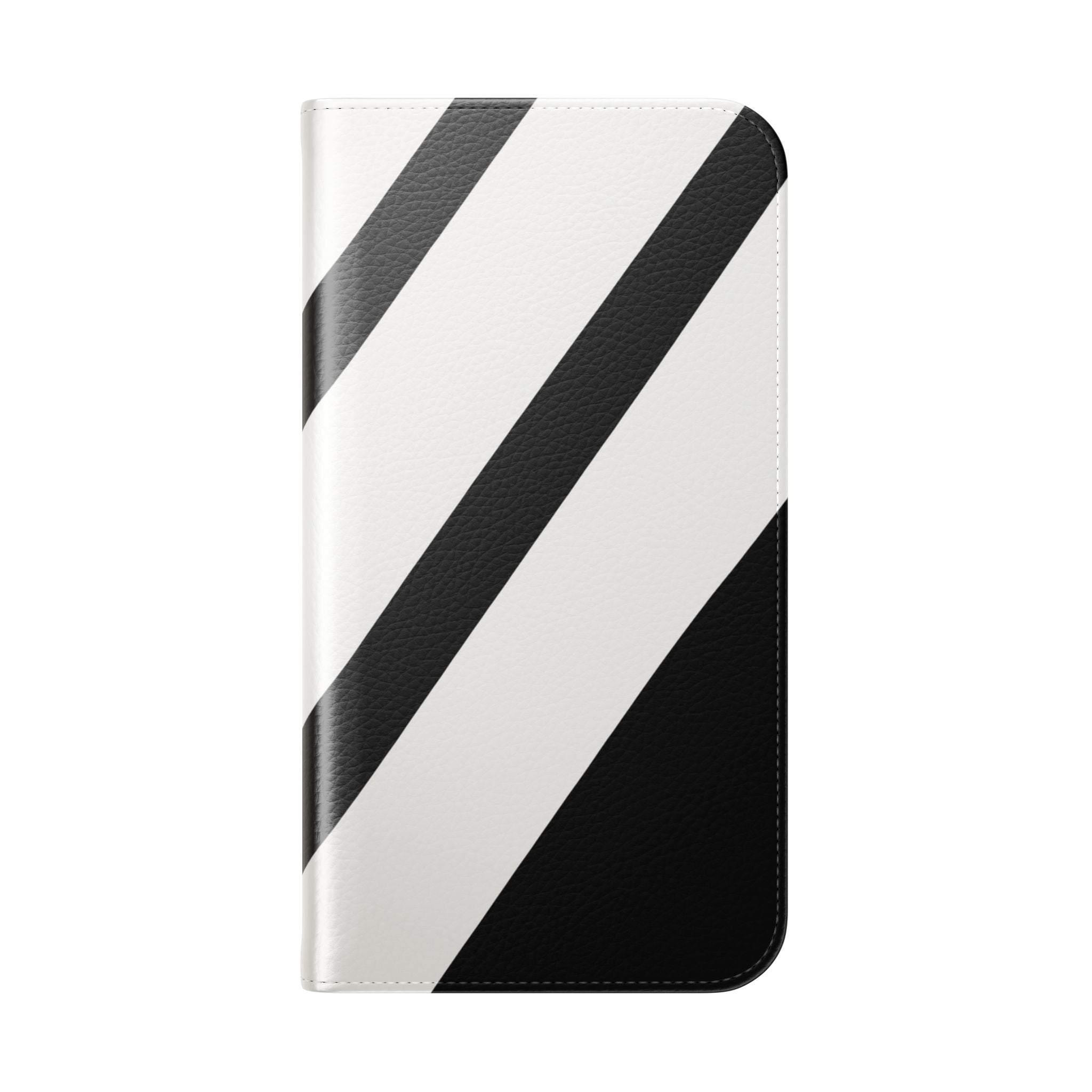 Diagonaaliraitoja Mustavalkoinen - iPhone 15 Pro -case - Lompakko