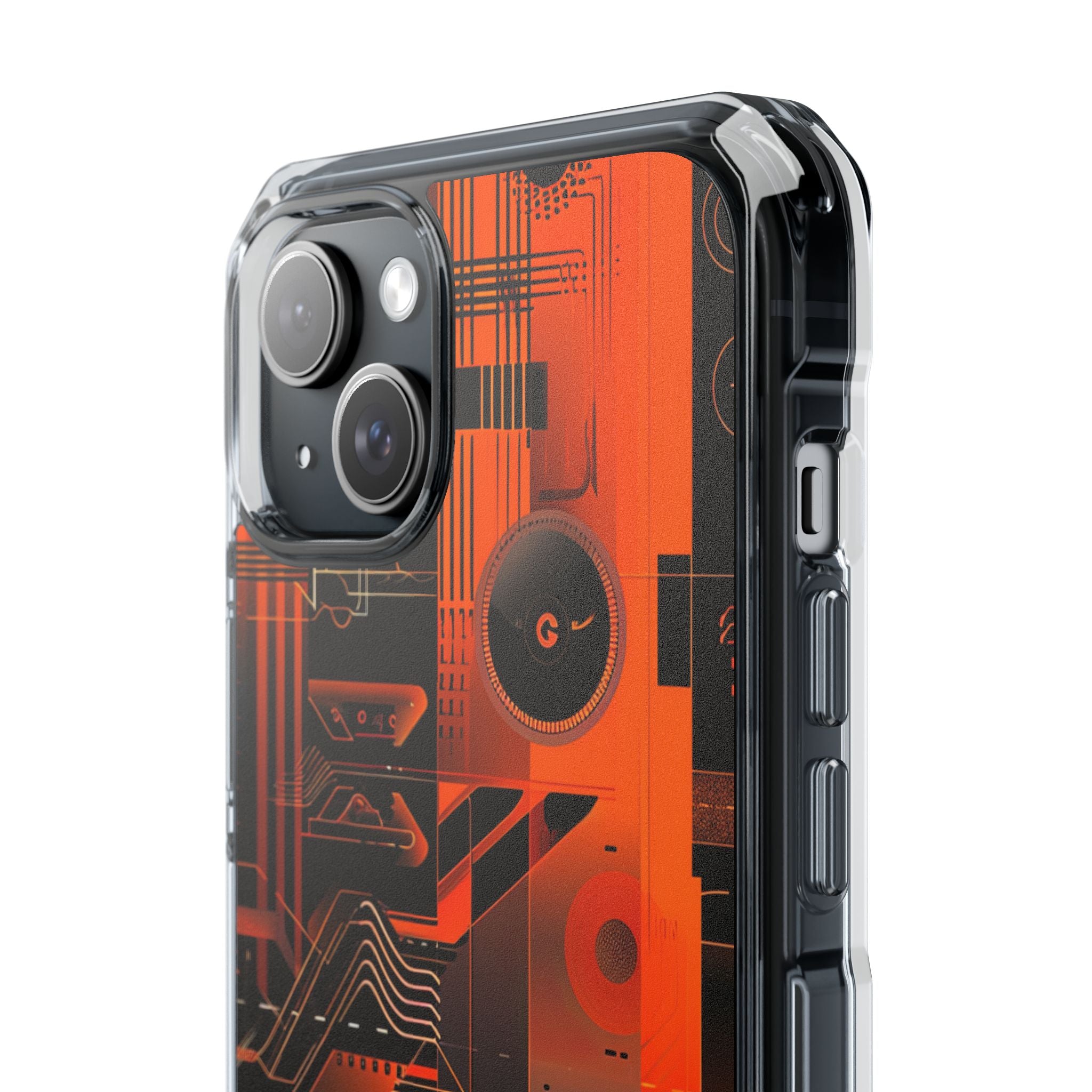 Orange Circuit Dreams iPhone 15 - Impact Clear+