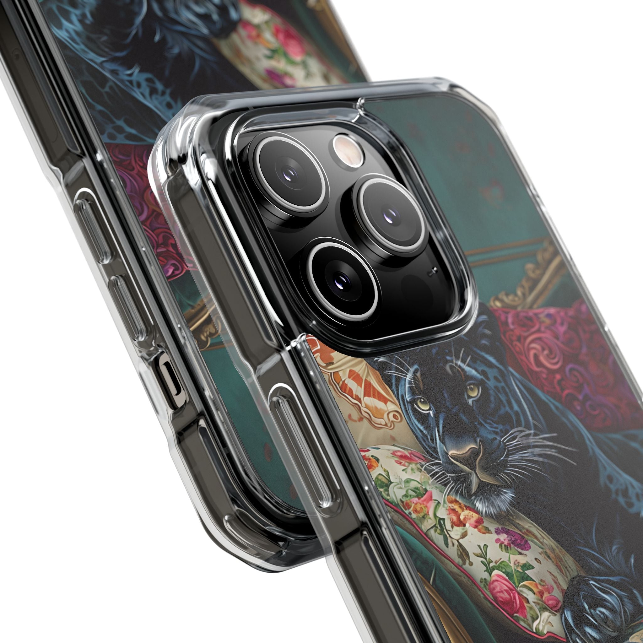 Serene Black Panther Vintage Royal Living Room Art iPhone 14 - Impact Clear+
