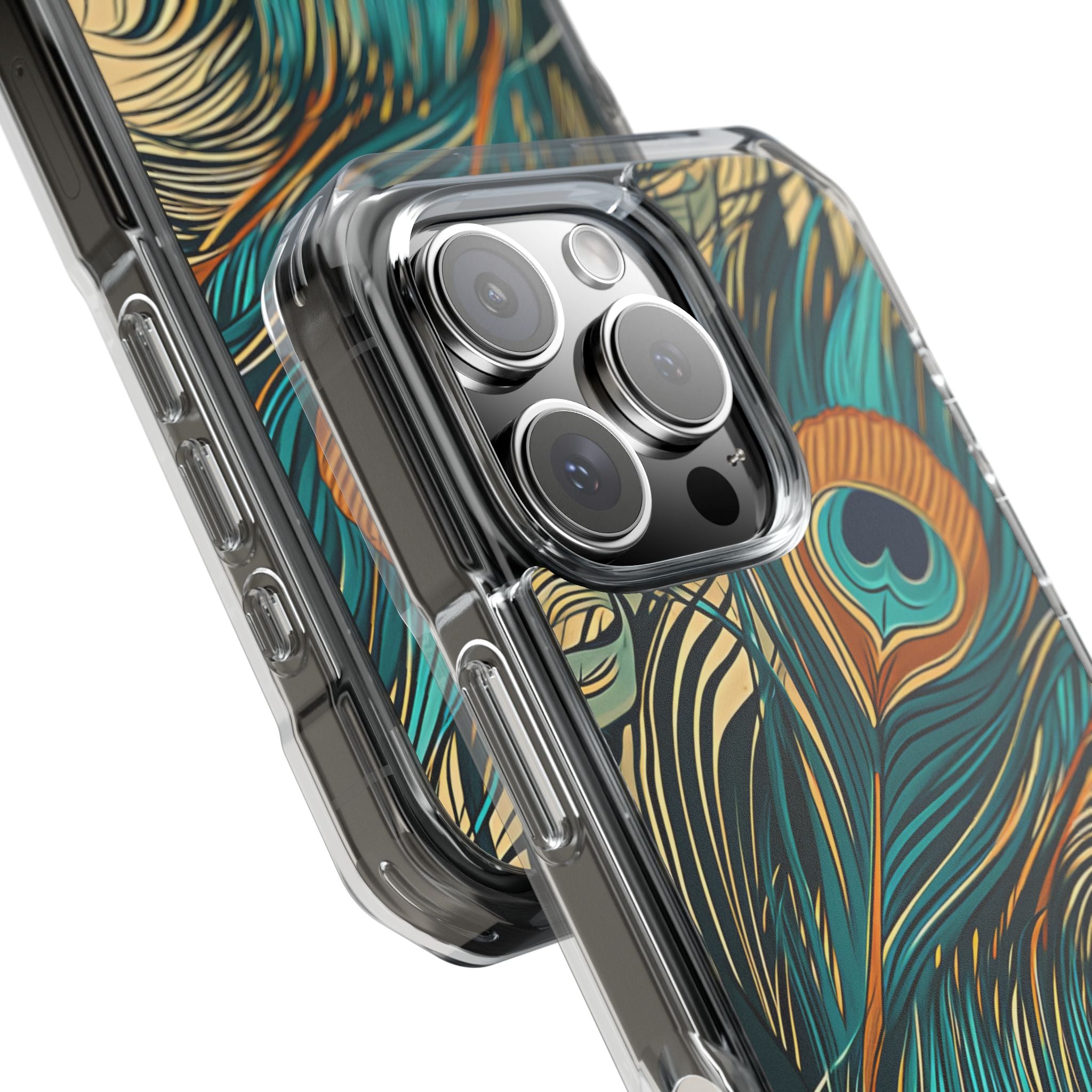 Peacock Feather Whirl iPhone 16 - Impact Clear+