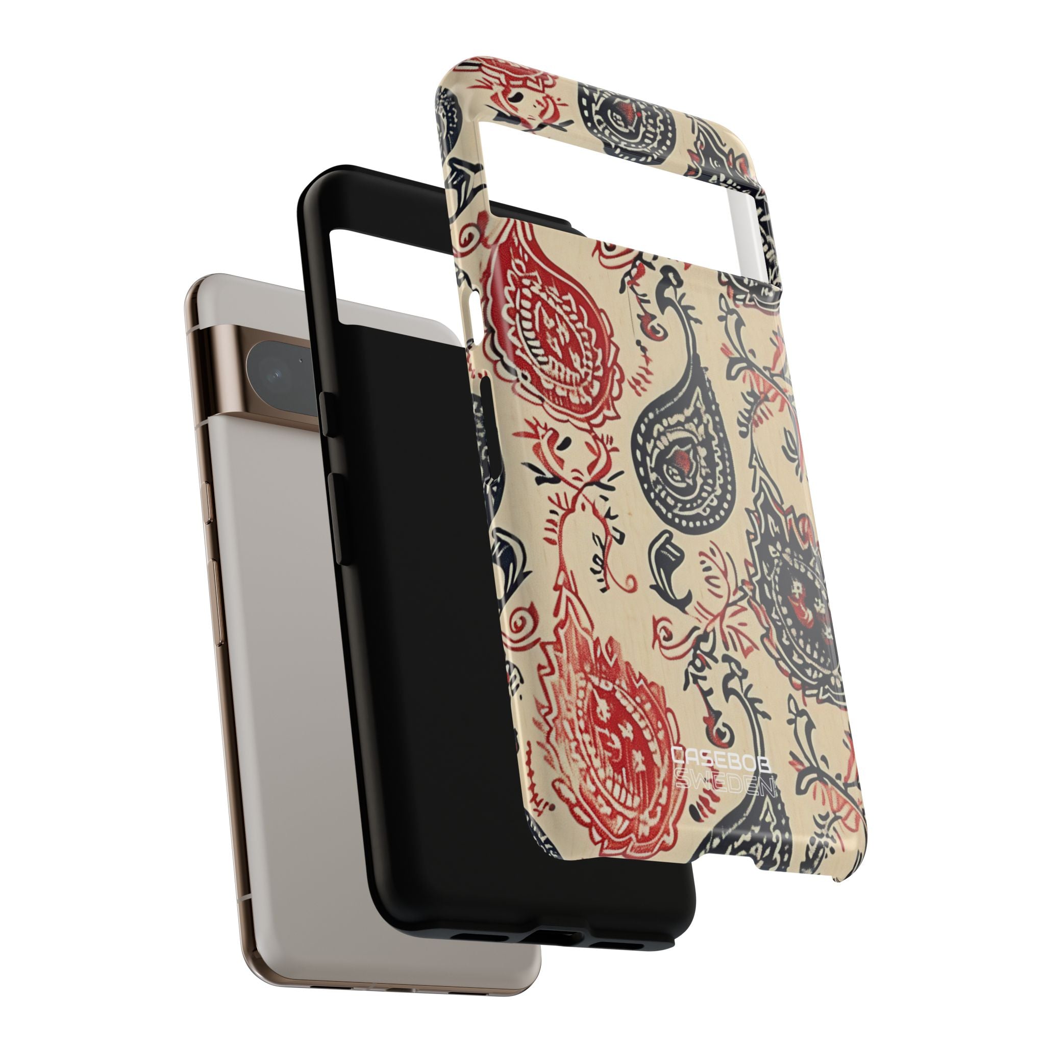 Navy Paisley Swirl Google Pixel 8 - Resistente